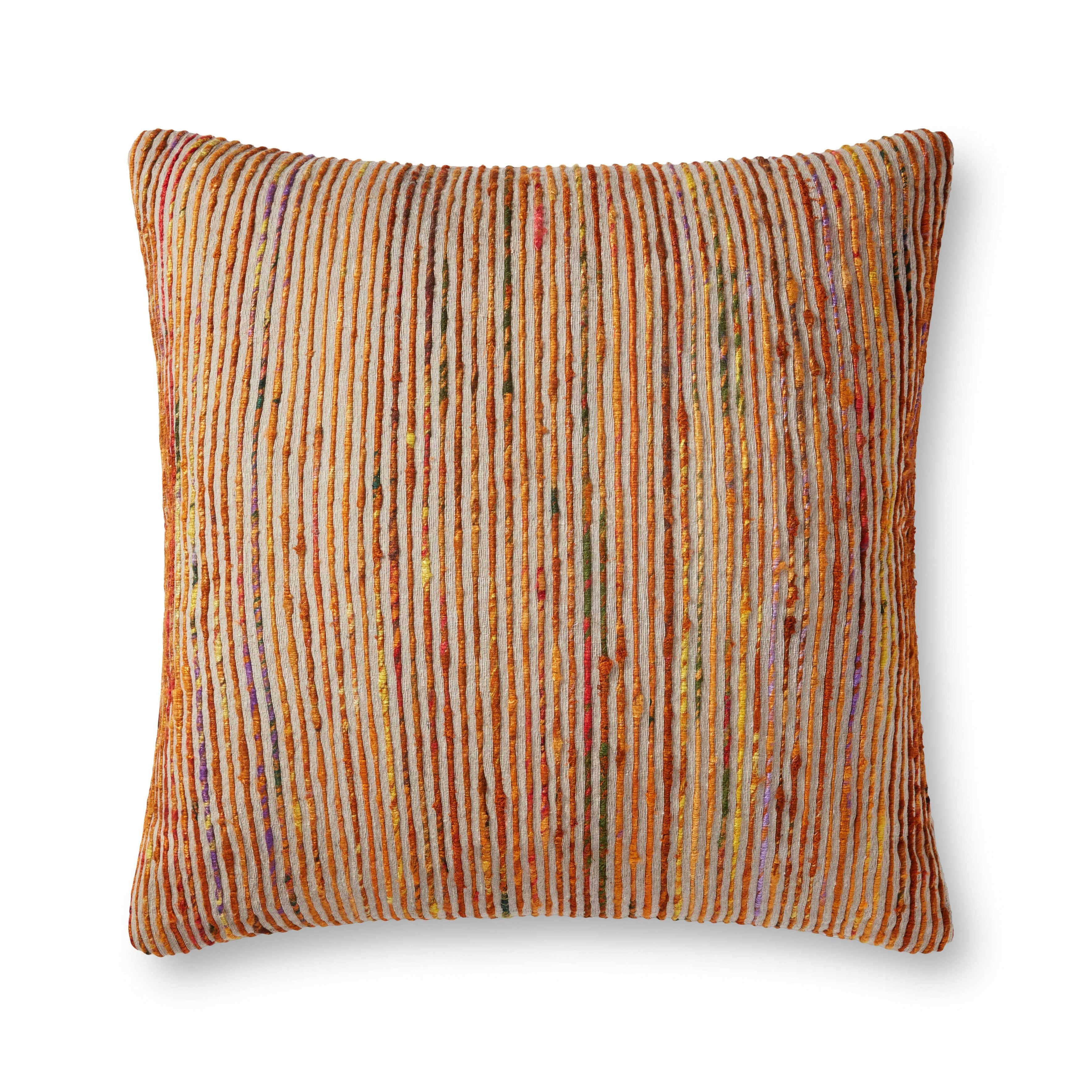 Recycled Sari Silk Stripe Square 22-inch Throw Pillow or Pillow Cover