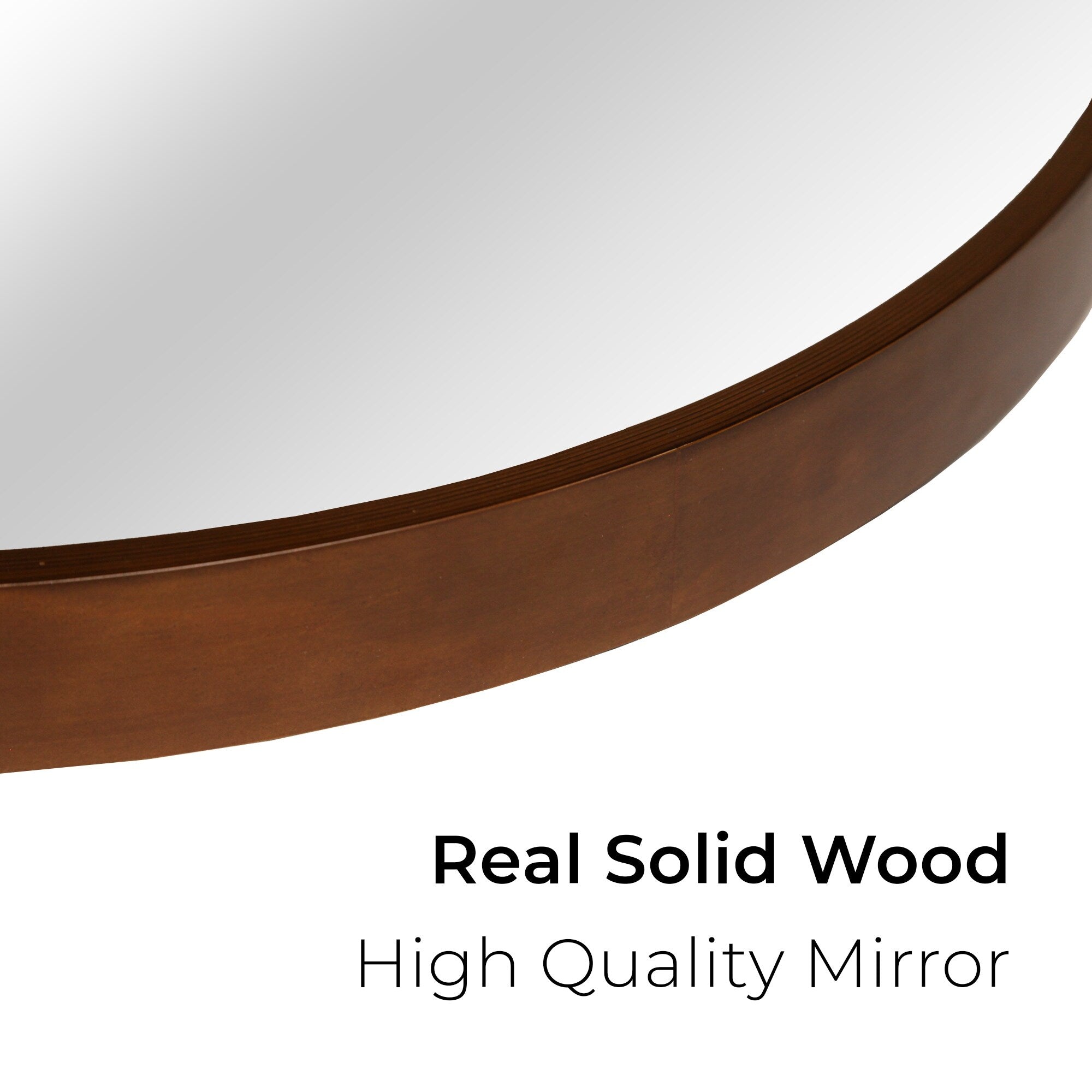 WallBeyond 28 Round Circle Wall Mirror (Grey, Wood or Walnut Colors) - 28 inches