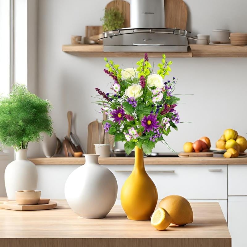 Artificial Silk Dahlia, Morning Glory, and Ranunculus 30-stem Bush