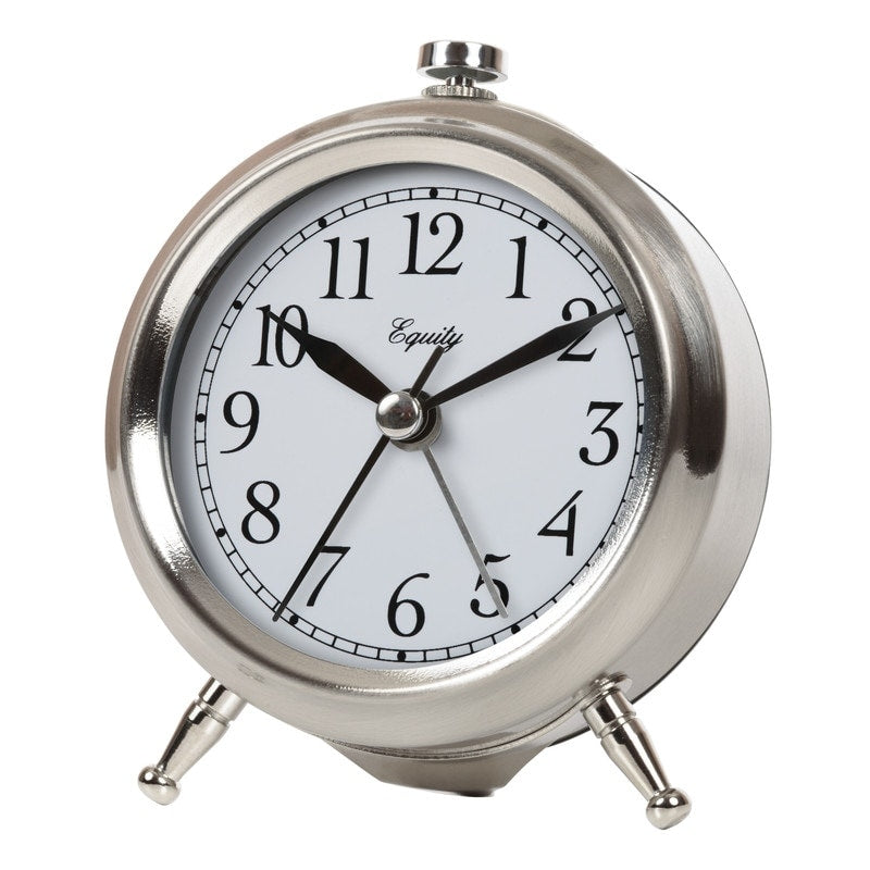 Equity by La Crosse Small Silver Metal Silent Analog Alarm Clock