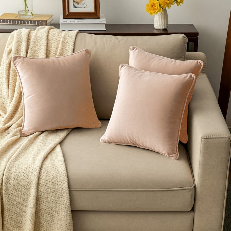 A1HC Set of 2 Luxurious Fine Soft Velvet Throw Pillow Covers Only, For Sofas, Beds, Vibrant Colors and Hidden Zipper