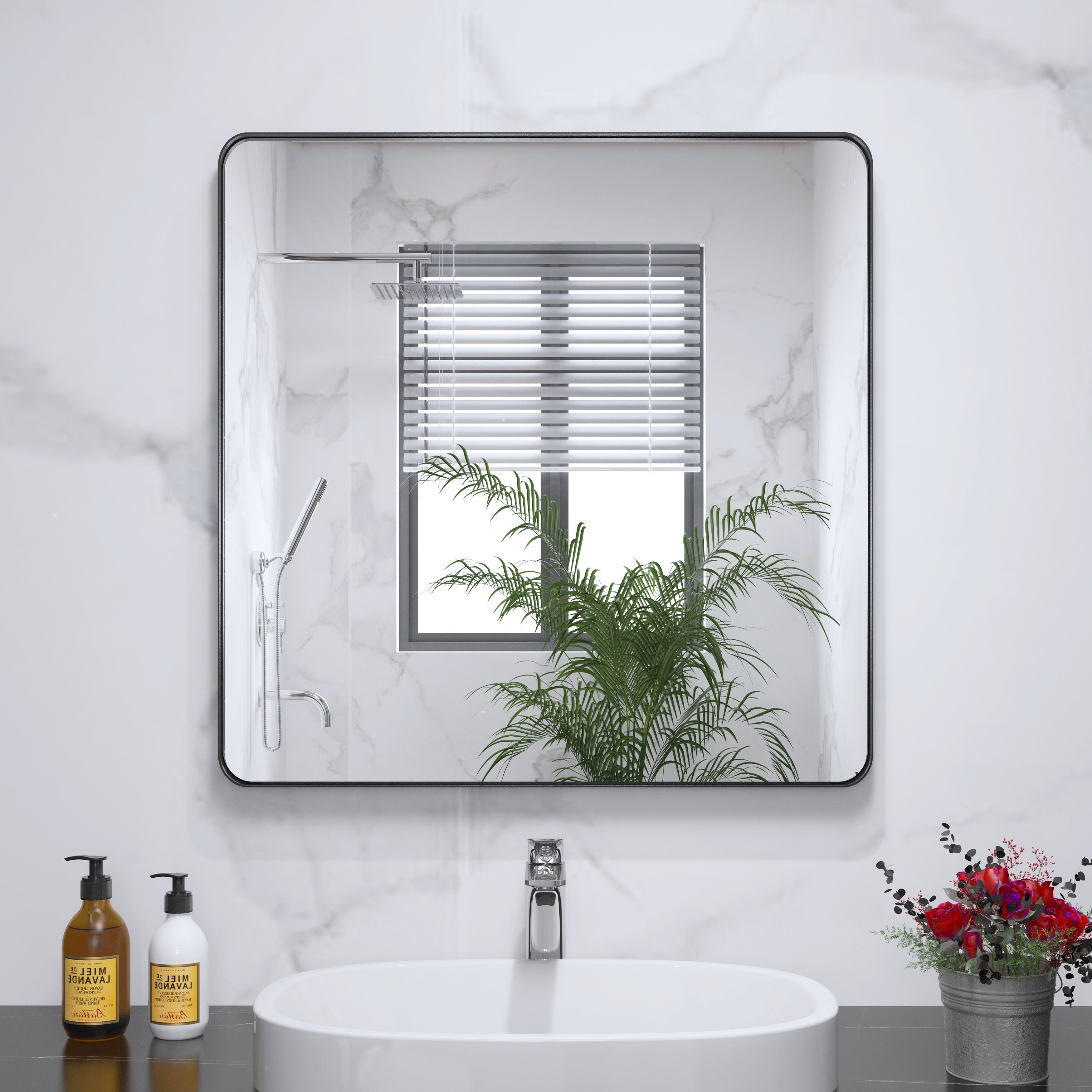 Framed Wall Mounted Bathroom Vanity Mirror