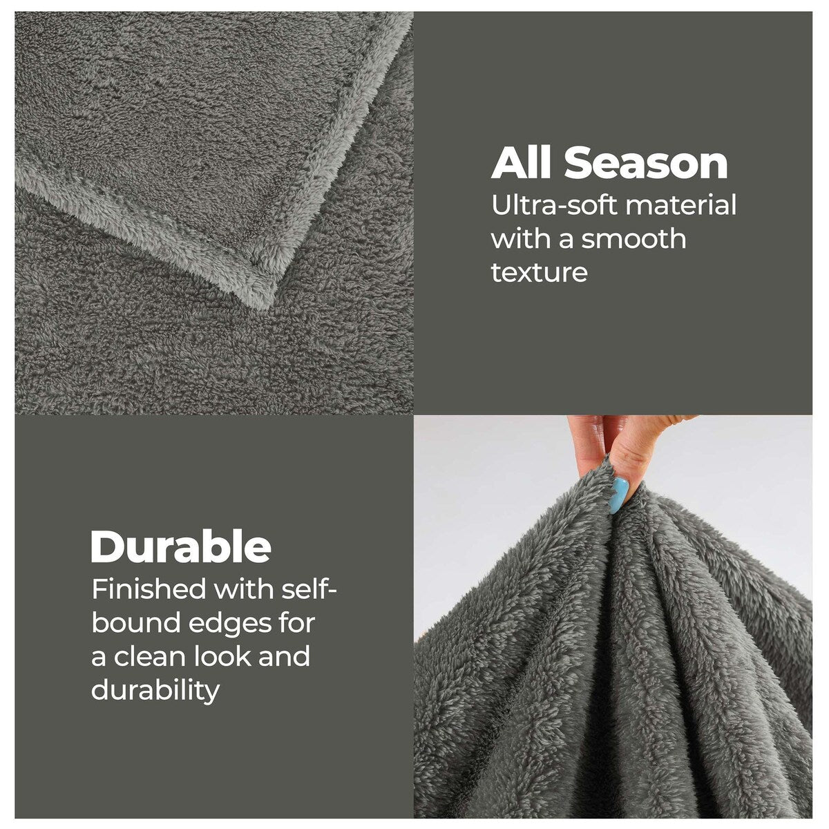 Simply Essential Plush Medium Weight Classic Solid Fleece Blanket