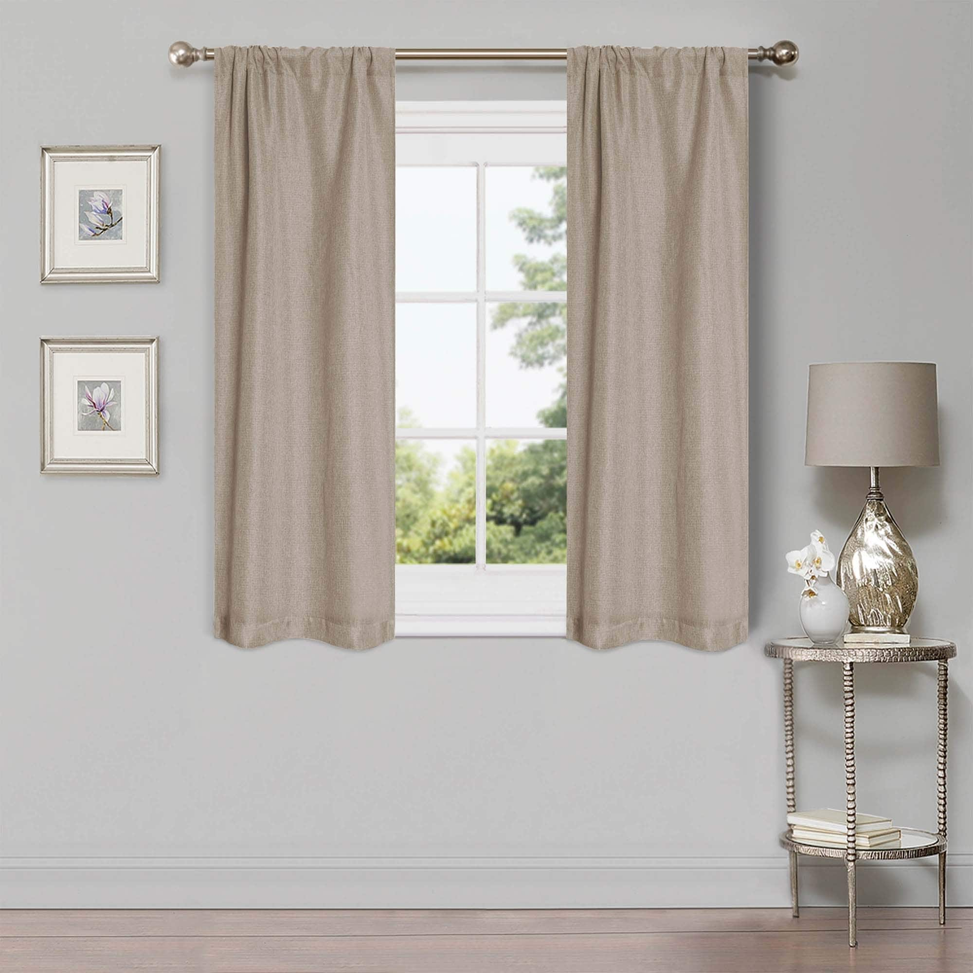 Superior Classic Linen Pattern Room Darkening Blackout Curtains, Rod Pocket or Grommets, Set of 2