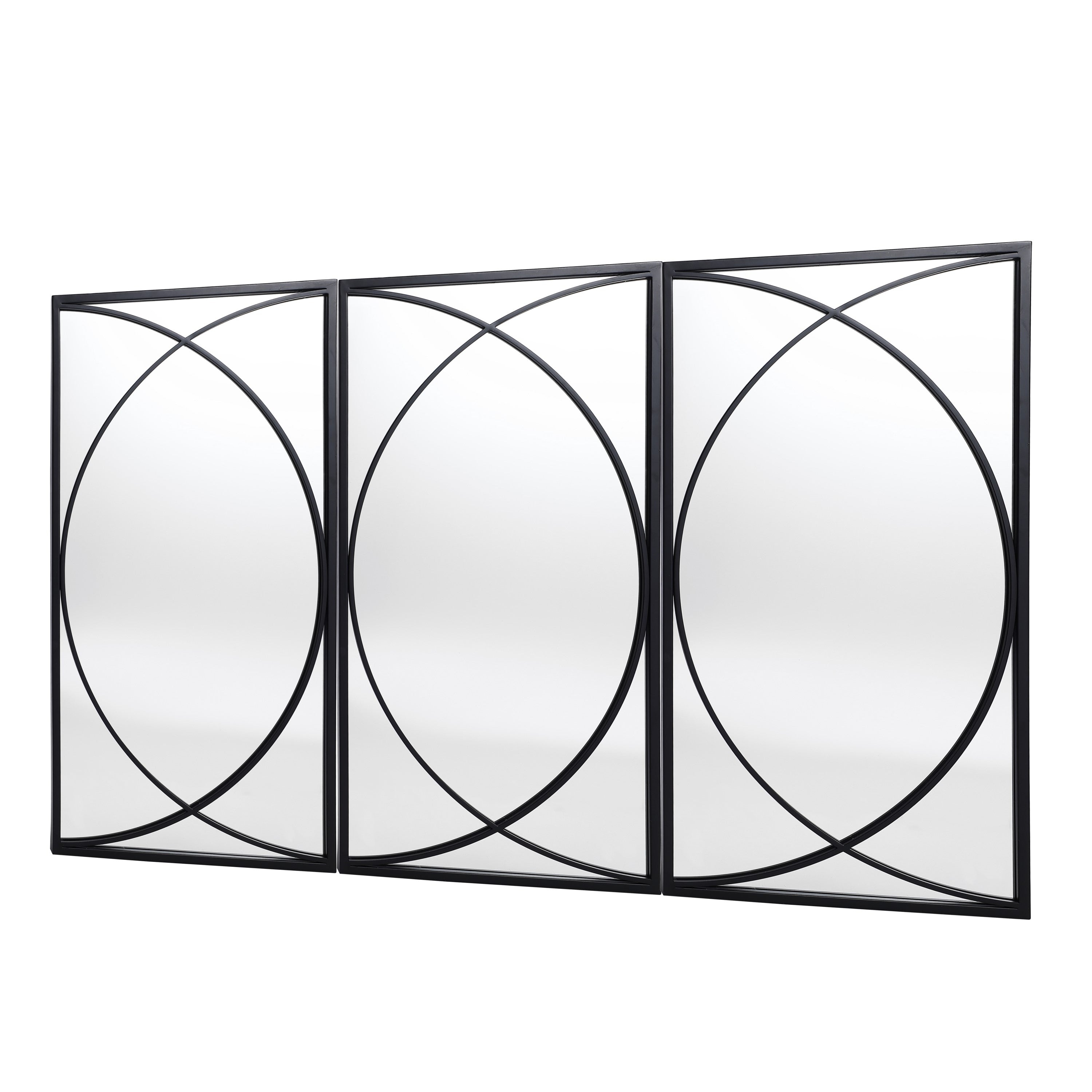 3-Piece Black Metal Rectangular Wall Mirror Set - 31.9 H x 15.75 W x 0.75 D