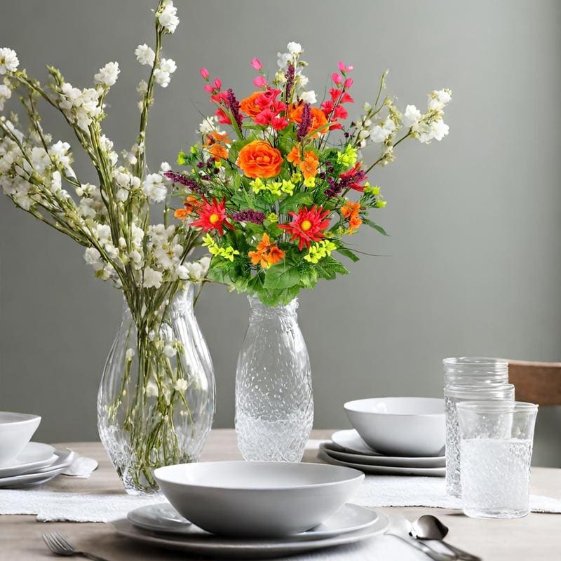 Artificial Silk Dahlia, Morning Glory, and Ranunculus 30-stem Bush