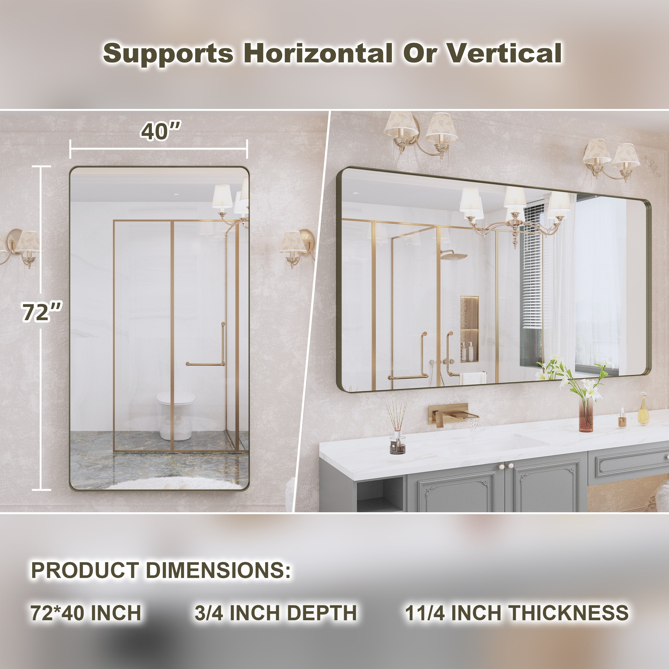 Framed Wall Mounted Bathroom Vanity Mirror