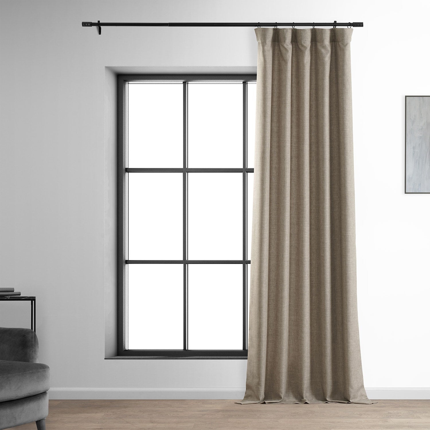 Exclusive Fabrics Italian Faux Linen Room Darkening Curtains for Bedroom & Living Room Curtains - Single Panel Window Curtains