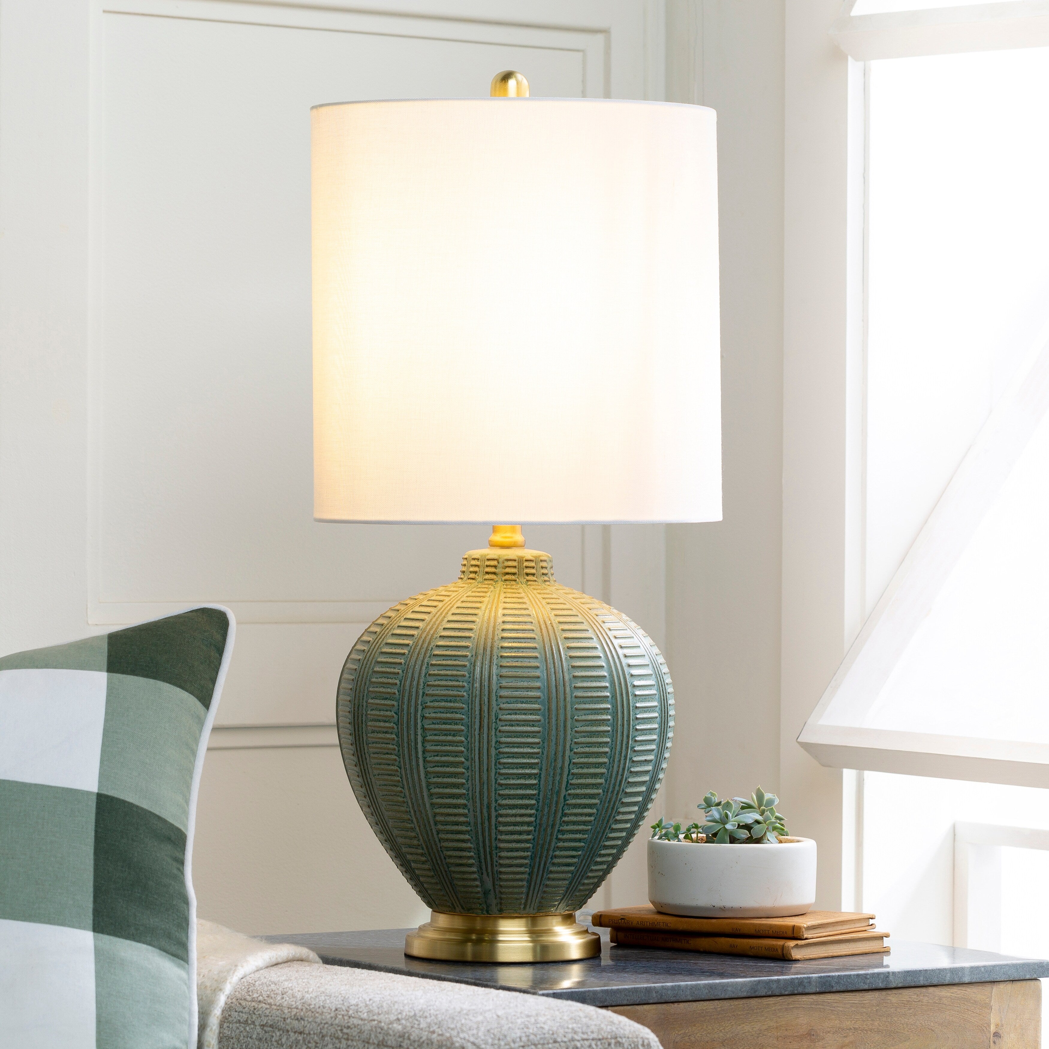 Livabliss Ryanne Transitional Ceramic Table Lamp - 26H x 12W x 12D