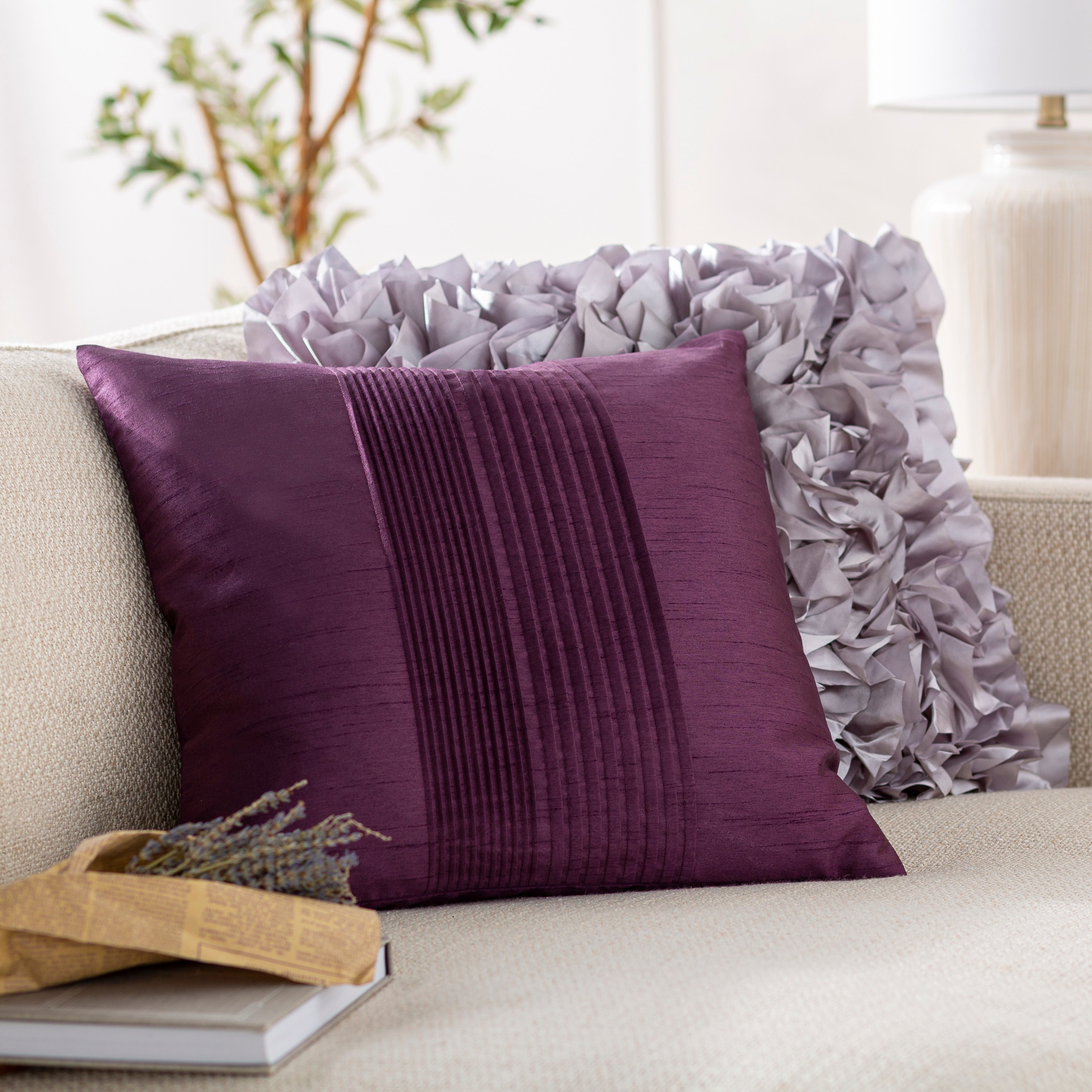 Livabliss Hind Pleated Square 22-inch Decorative Pillow