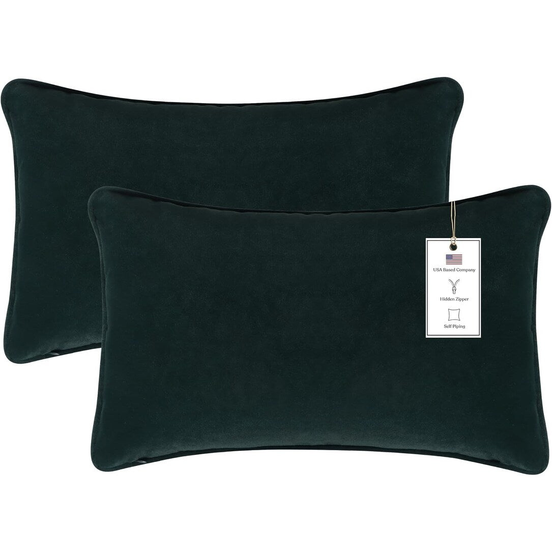 A1HC Set of 2 Luxurious Fine Soft Velvet Throw Pillow Covers Only, For Sofas, Beds, Vibrant Colors and Hidden Zipper