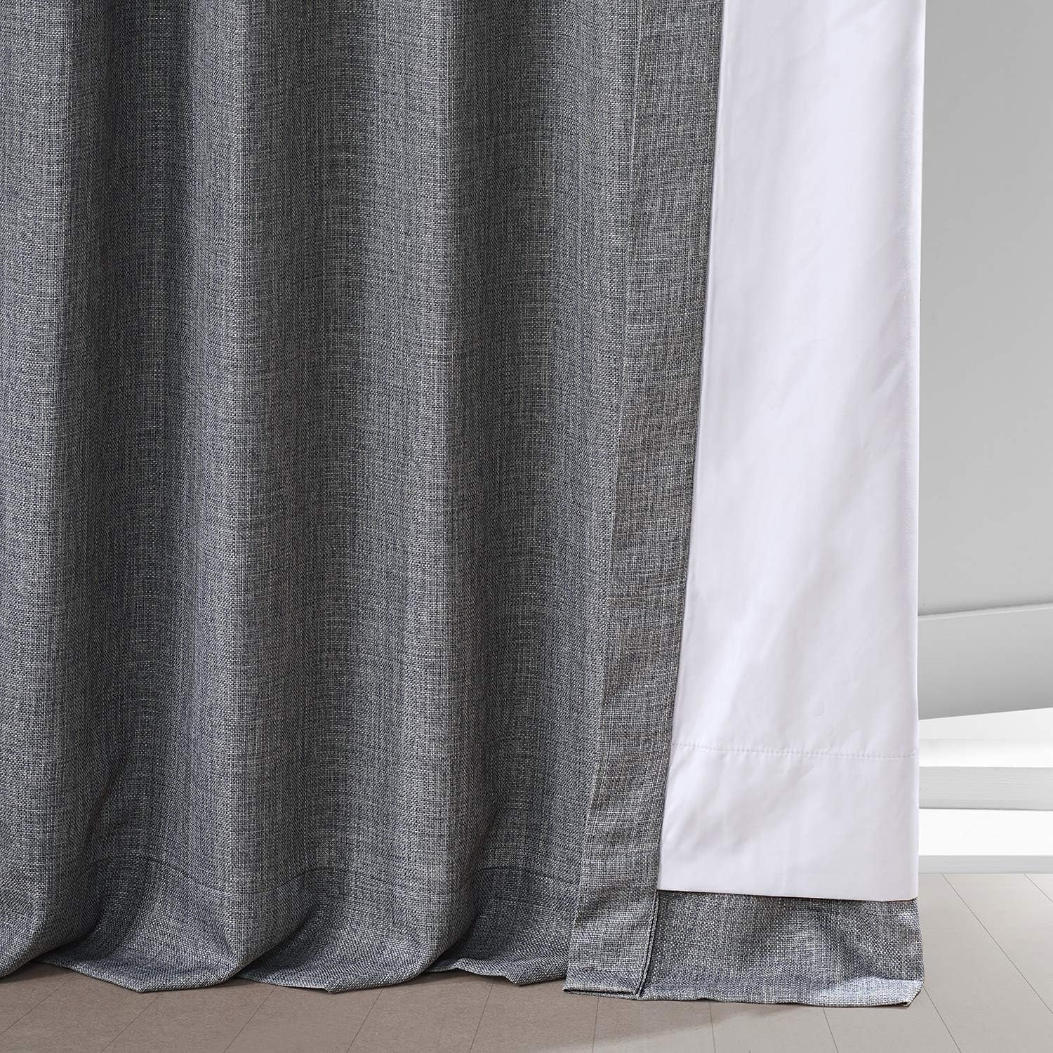 Exclusive Fabrics Faux Linen 100% Blackout Curtains Heat and Light Blocking - (1 Panel)