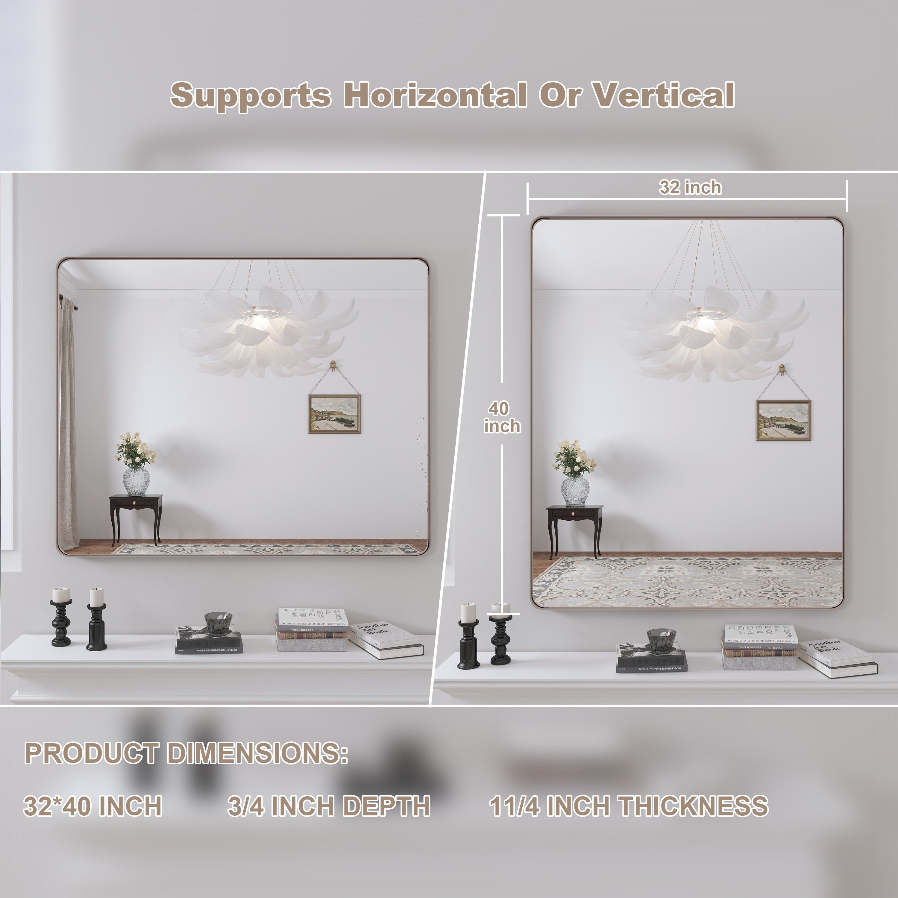 Framed Wall Mounted Bathroom Vanity Mirror