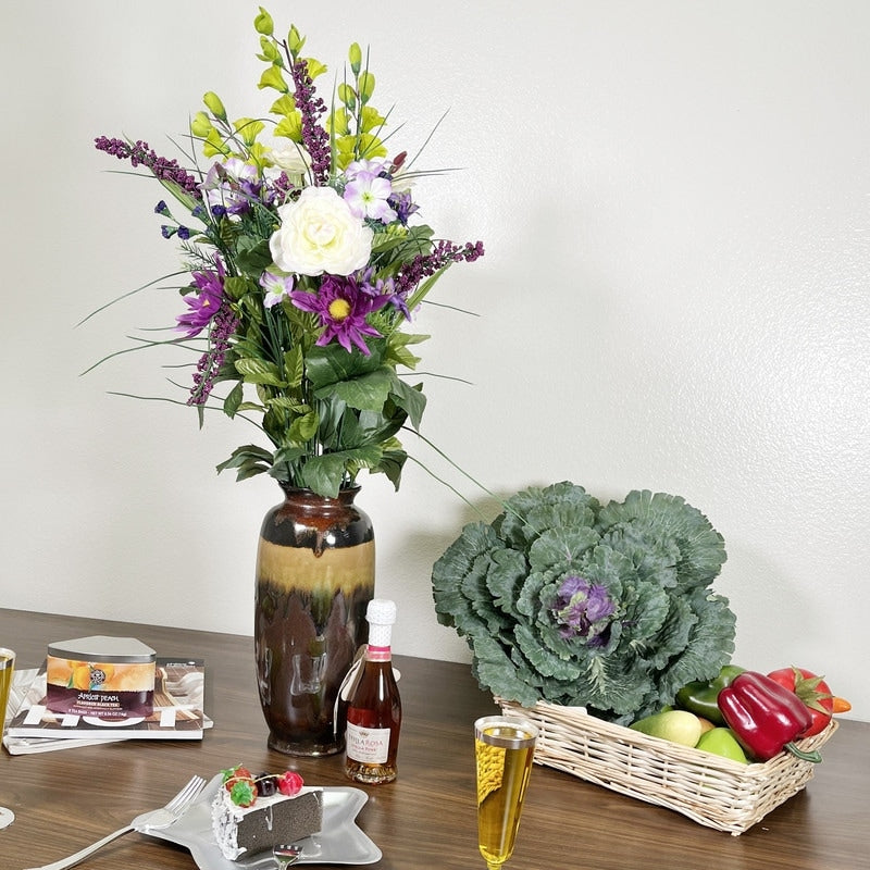 Artificial Silk Dahlia, Morning Glory, and Ranunculus 30-stem Bush