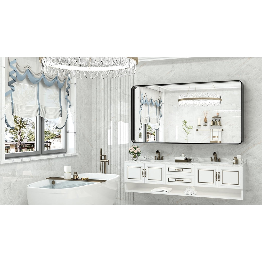 Apmir Metal Frame Tempered Glass Bathroom Vanity Mirror for Wall, Cloakroom, Bedroom