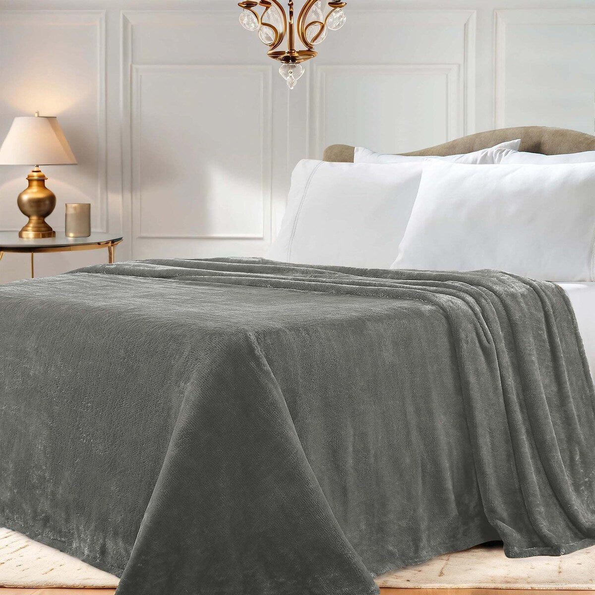 Simply Essential Plush Medium Weight Classic Solid Fleece Blanket