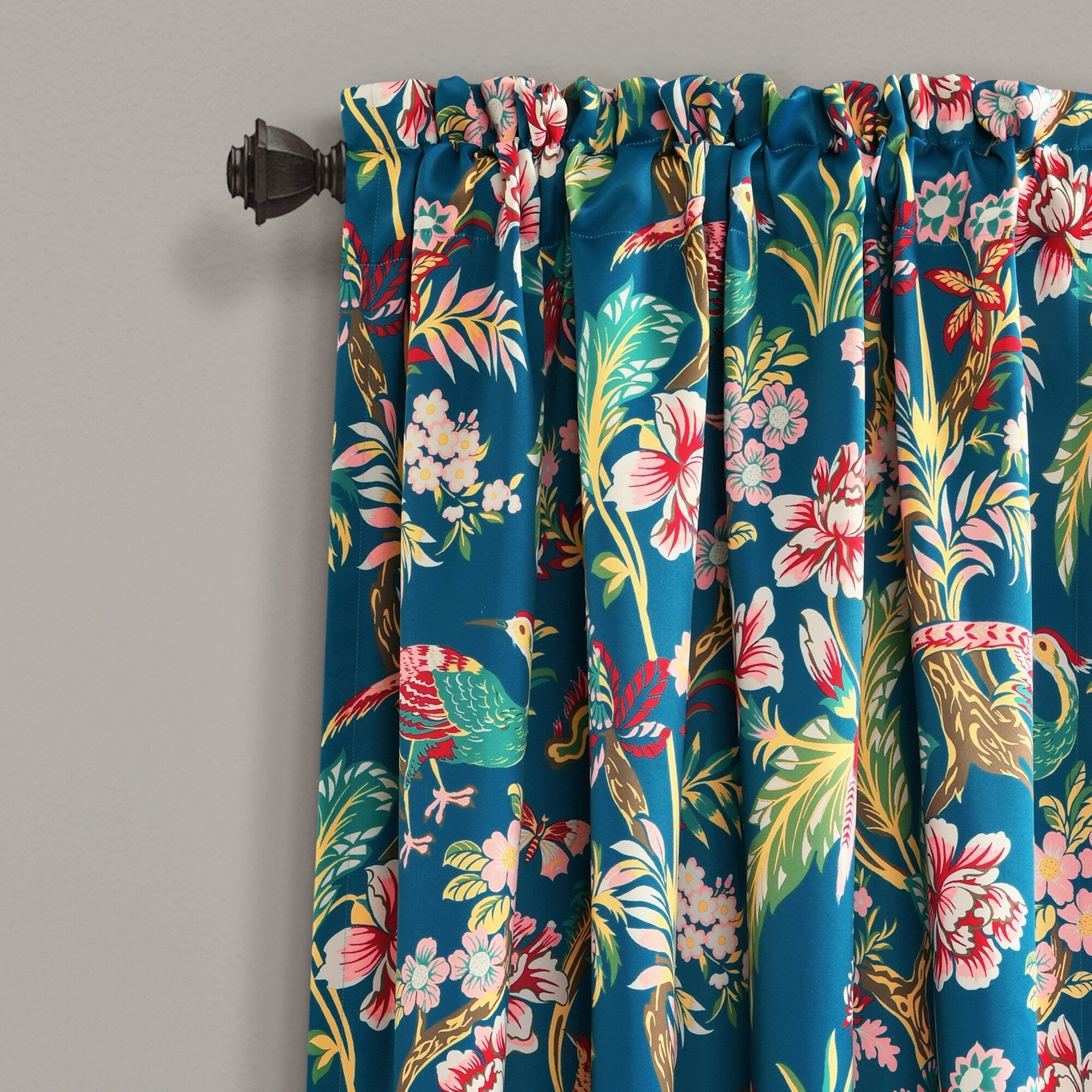 Lush Decor Dolores Light Filtering Floral Bird Print Curtain Pair Panels