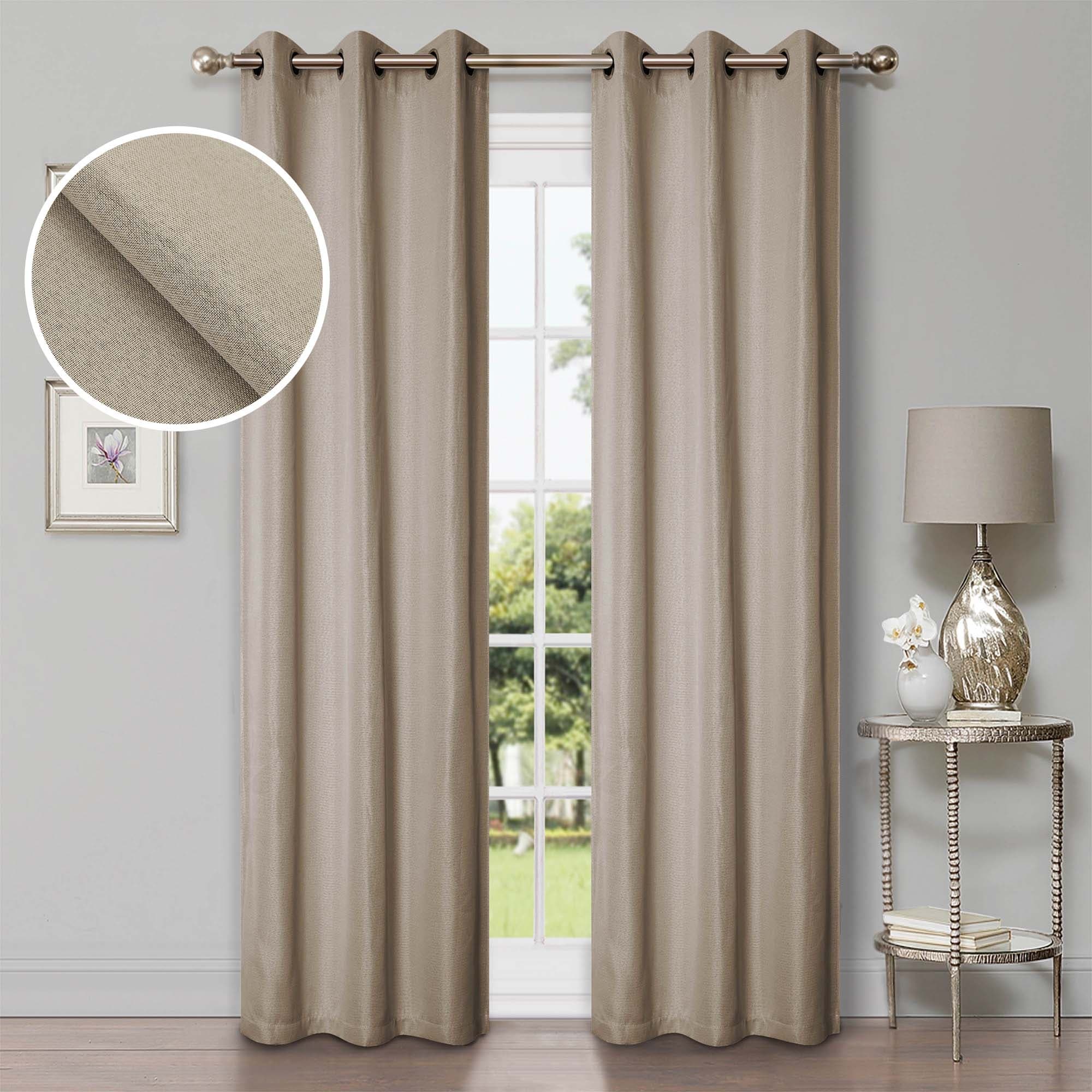 Superior Classic Linen Pattern Room Darkening Blackout Curtains, Rod Pocket or Grommets, Set of 2