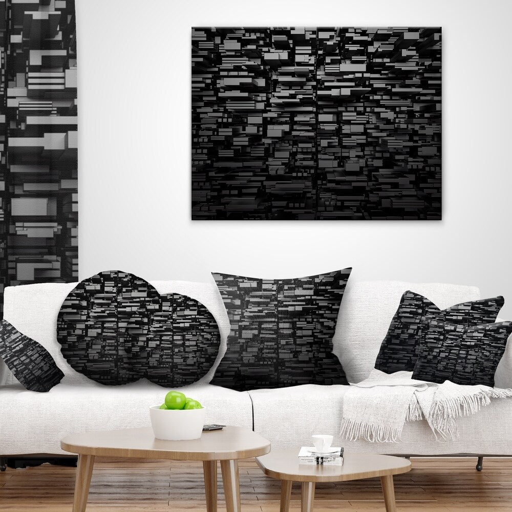 Designart 'Black 3D Geometric Background' Abstract Throw Pillow