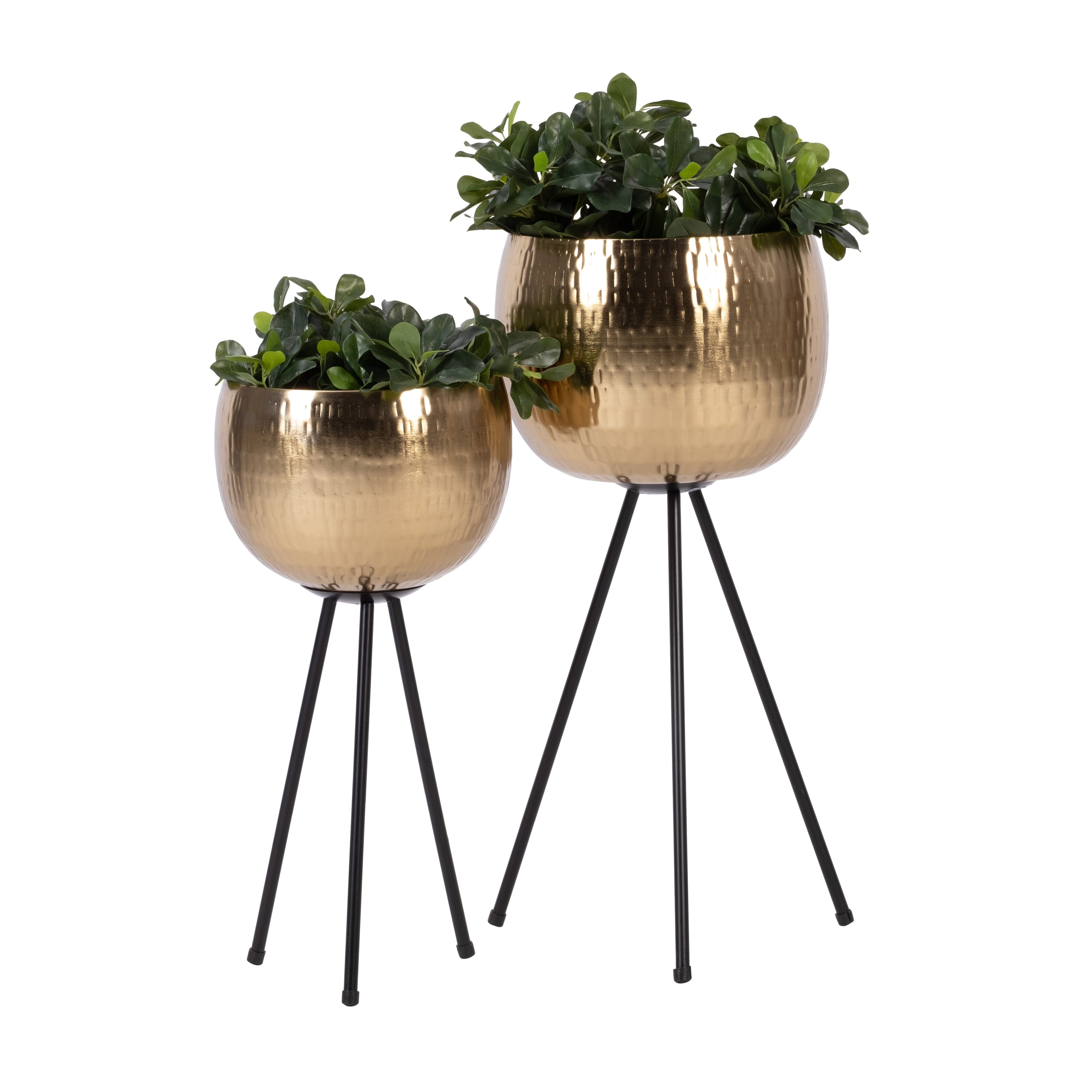 Sagebrook Home Set of 2 Sturdy Iron Planters on Modern Stands - Transform Your Living Space Into an Oasis