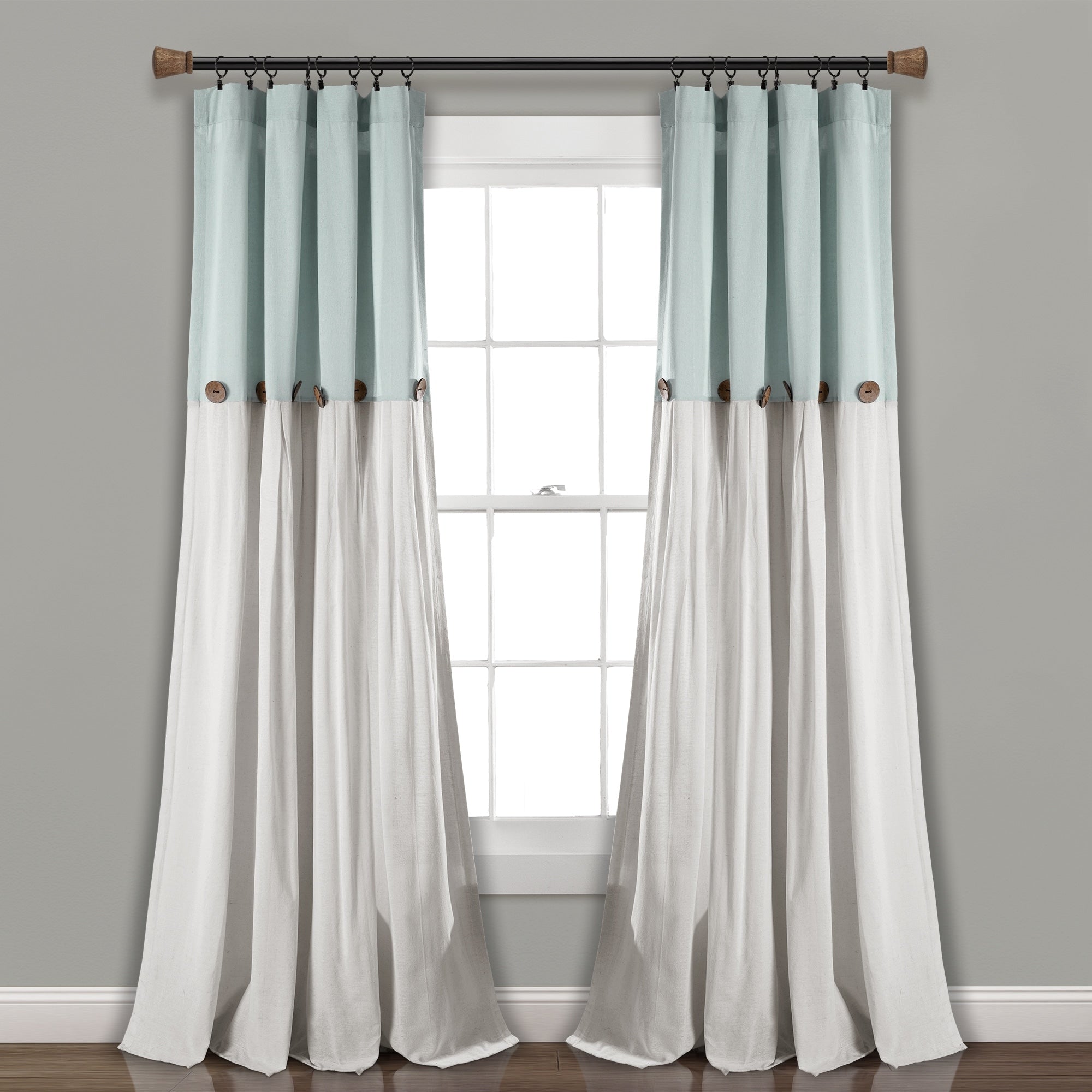 Lush Decor Linen Button Single Panel Window Curtain