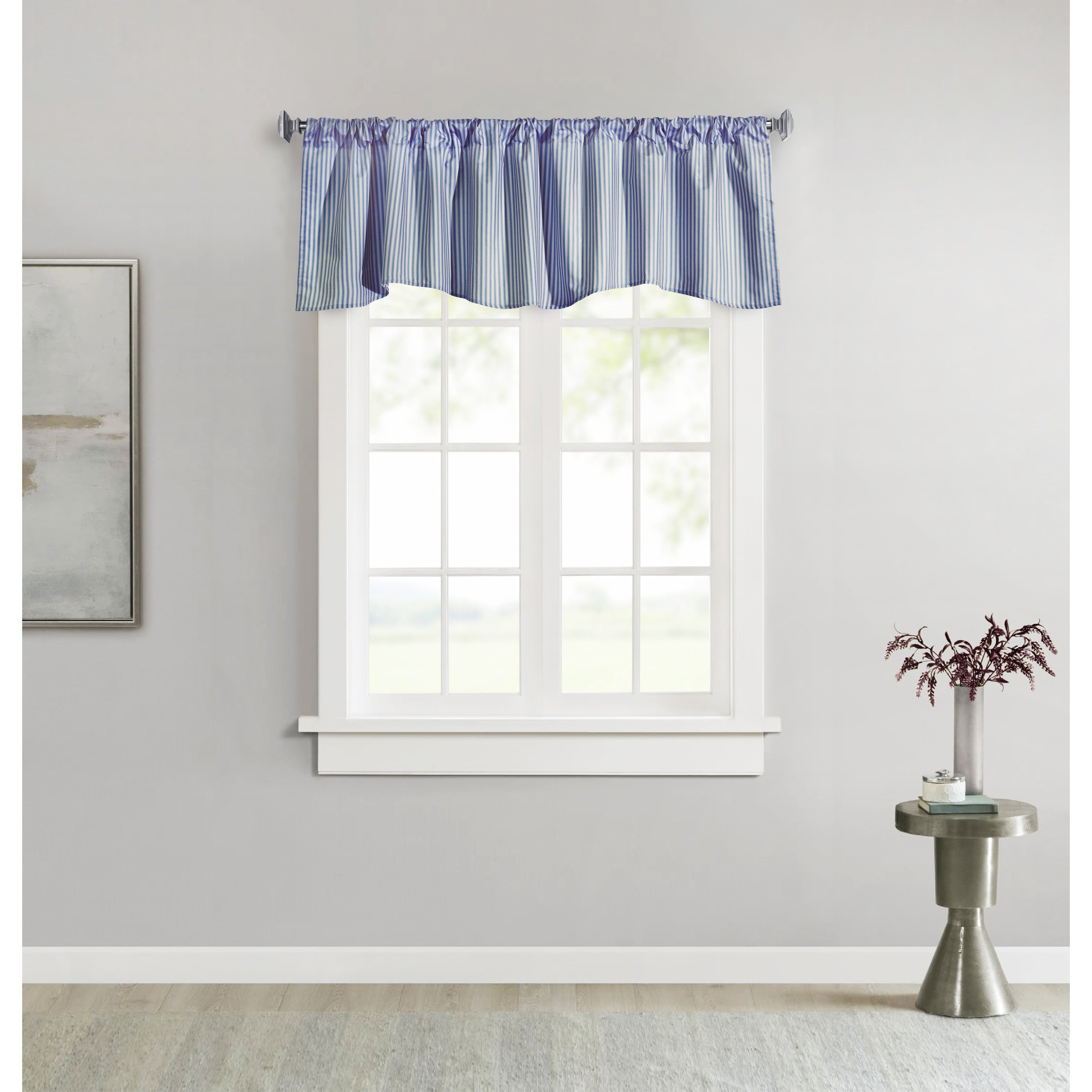 ThermaLogic Ticking Stripe Pole Top Window Curtain Panel Set