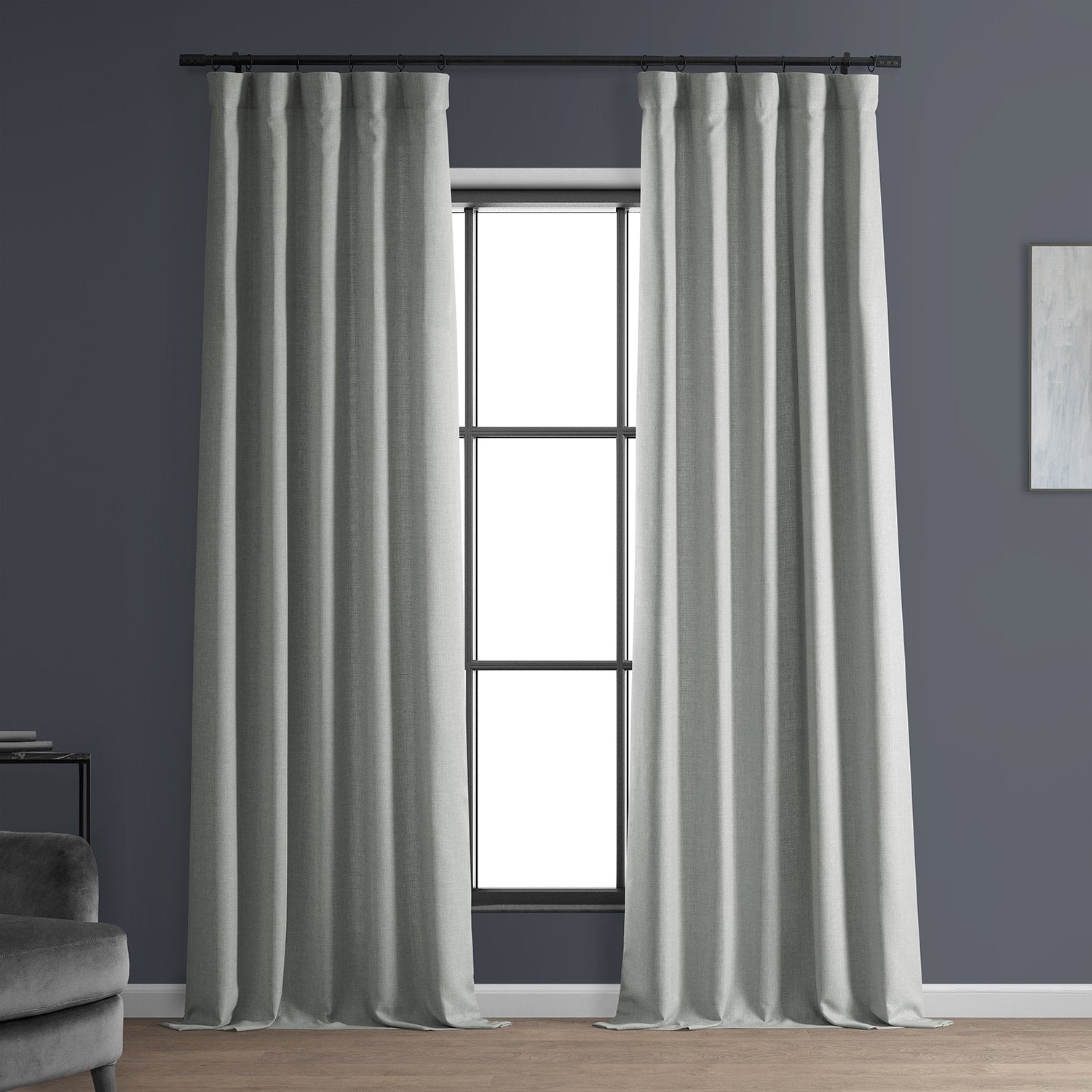 Exclusive Fabrics Italian Faux Linen Room Darkening Curtains for Bedroom & Living Room Curtains - Single Panel Window Curtains