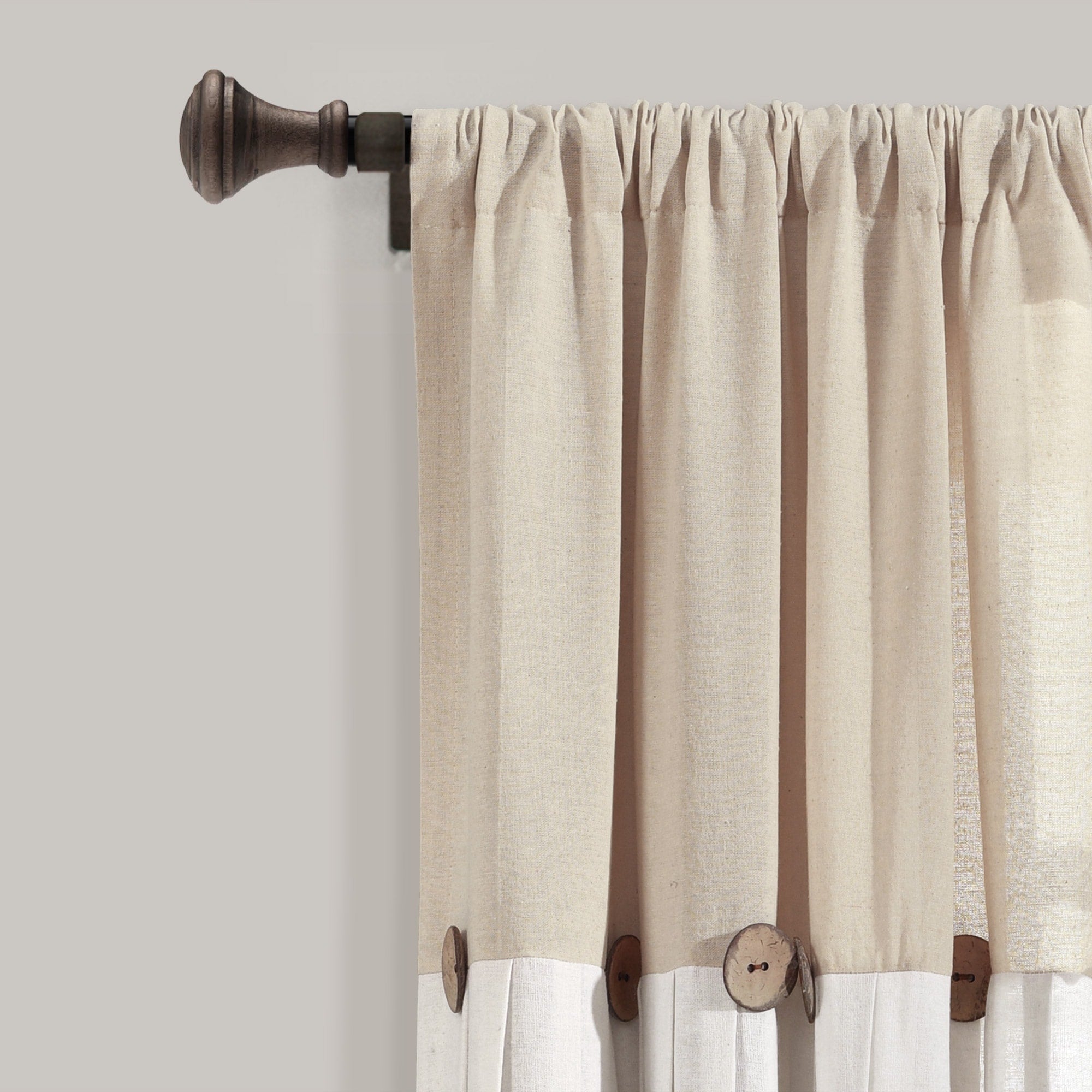 Lush Decor Linen Button Single Panel Window Curtain