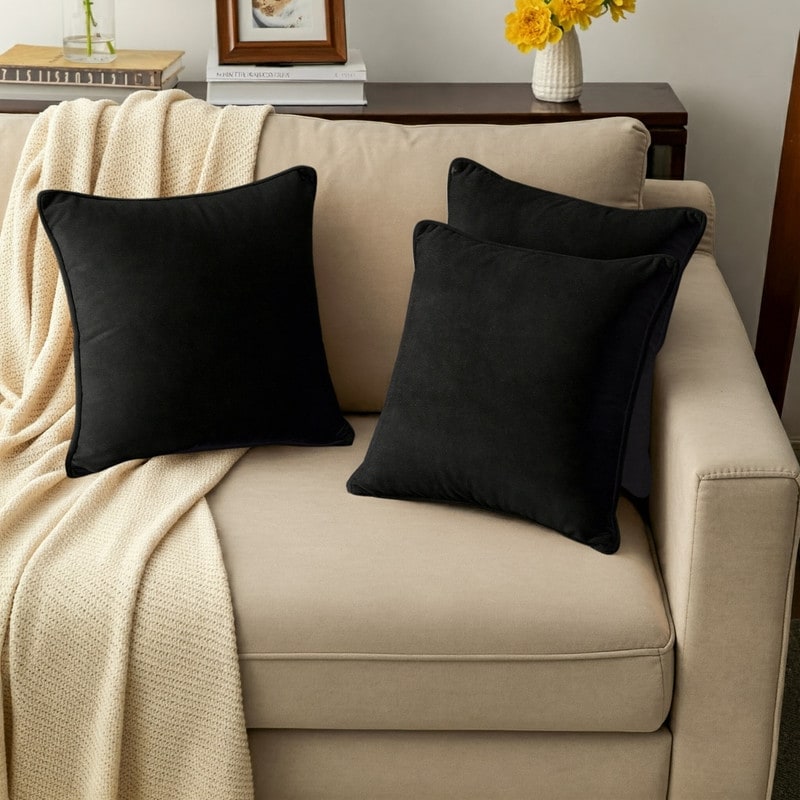 A1HC Set of 2 Luxurious Fine Soft Velvet Throw Pillow Covers Only, For Sofas, Beds, Vibrant Colors and Hidden Zipper