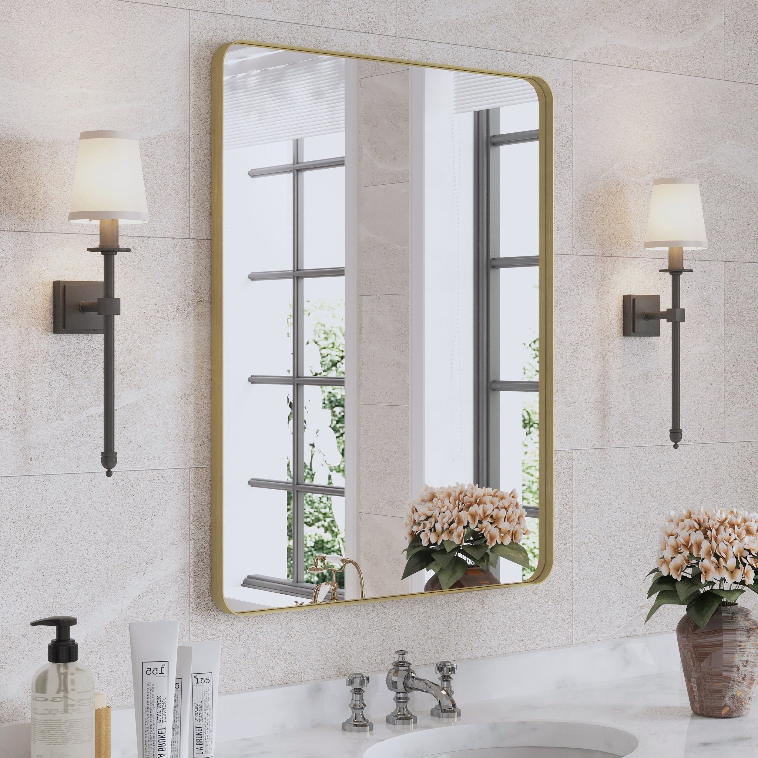 Framed Wall Mounted Bathroom Vanity Mirror