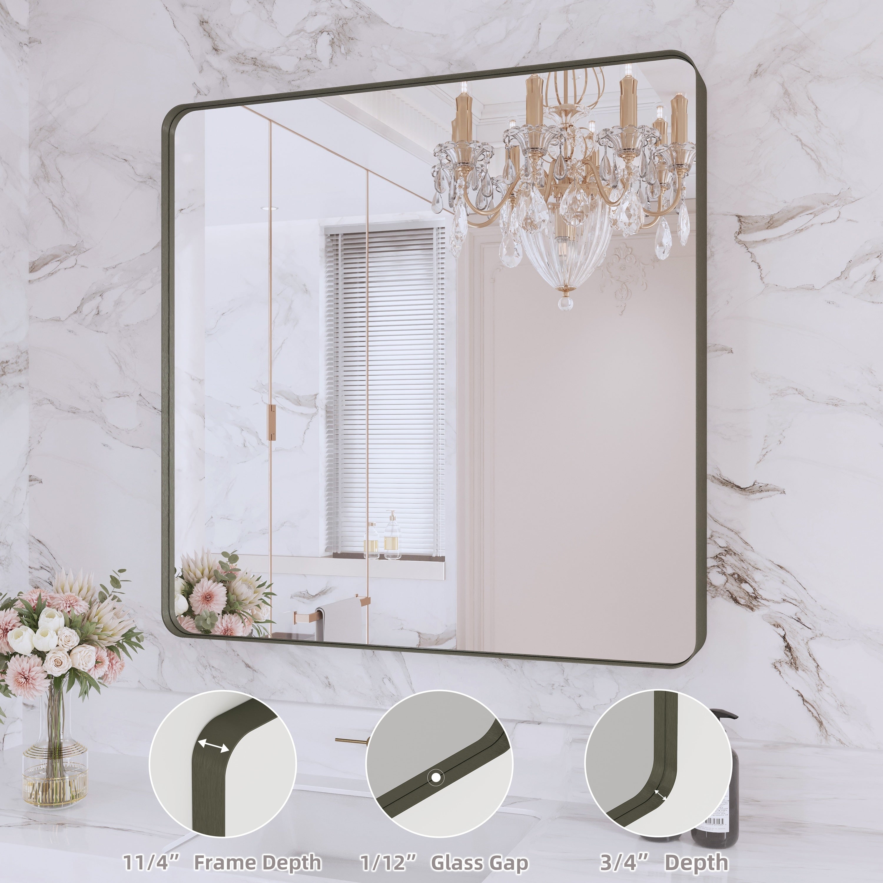 Framed Wall Mounted Bathroom Vanity Mirror