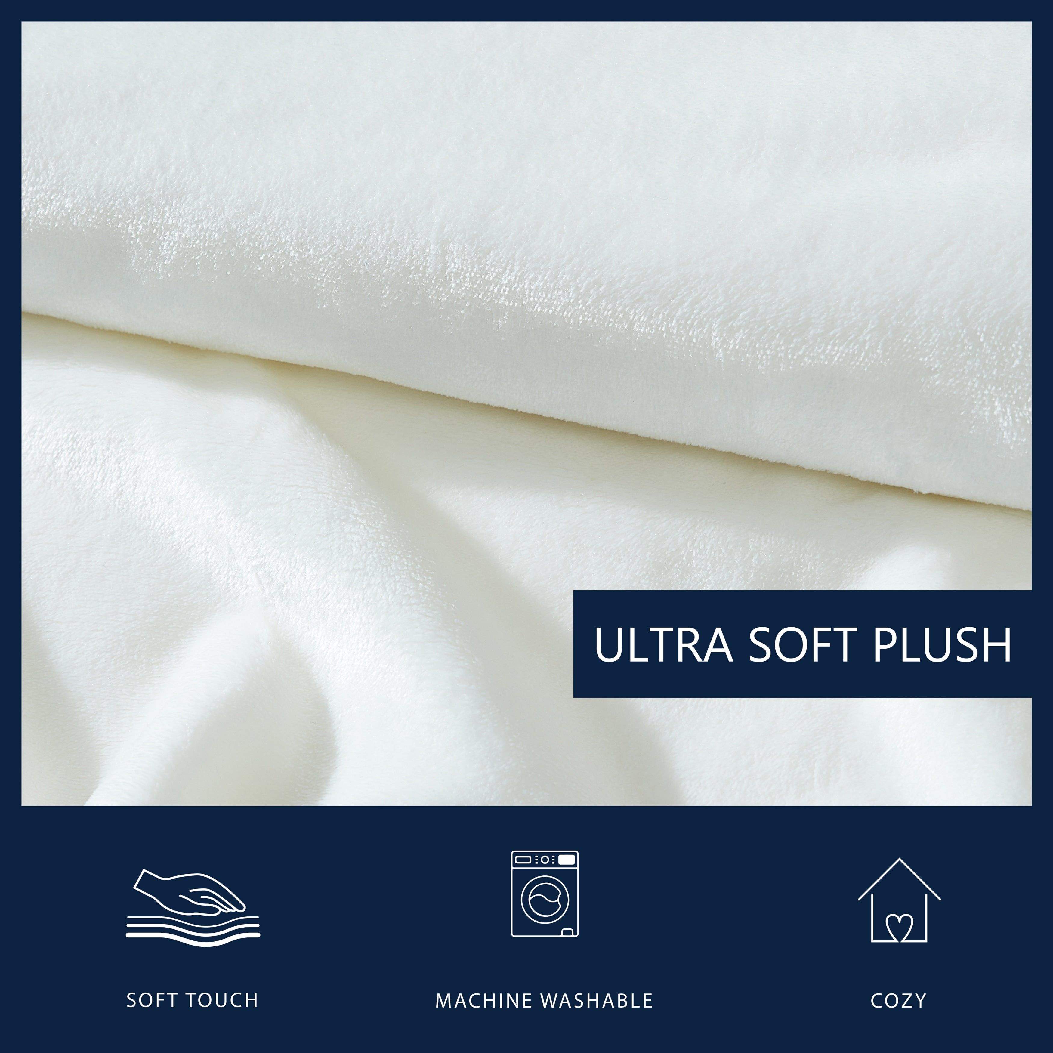 Nautica Solid Ultra Soft Plush Fleece Bed Blanket