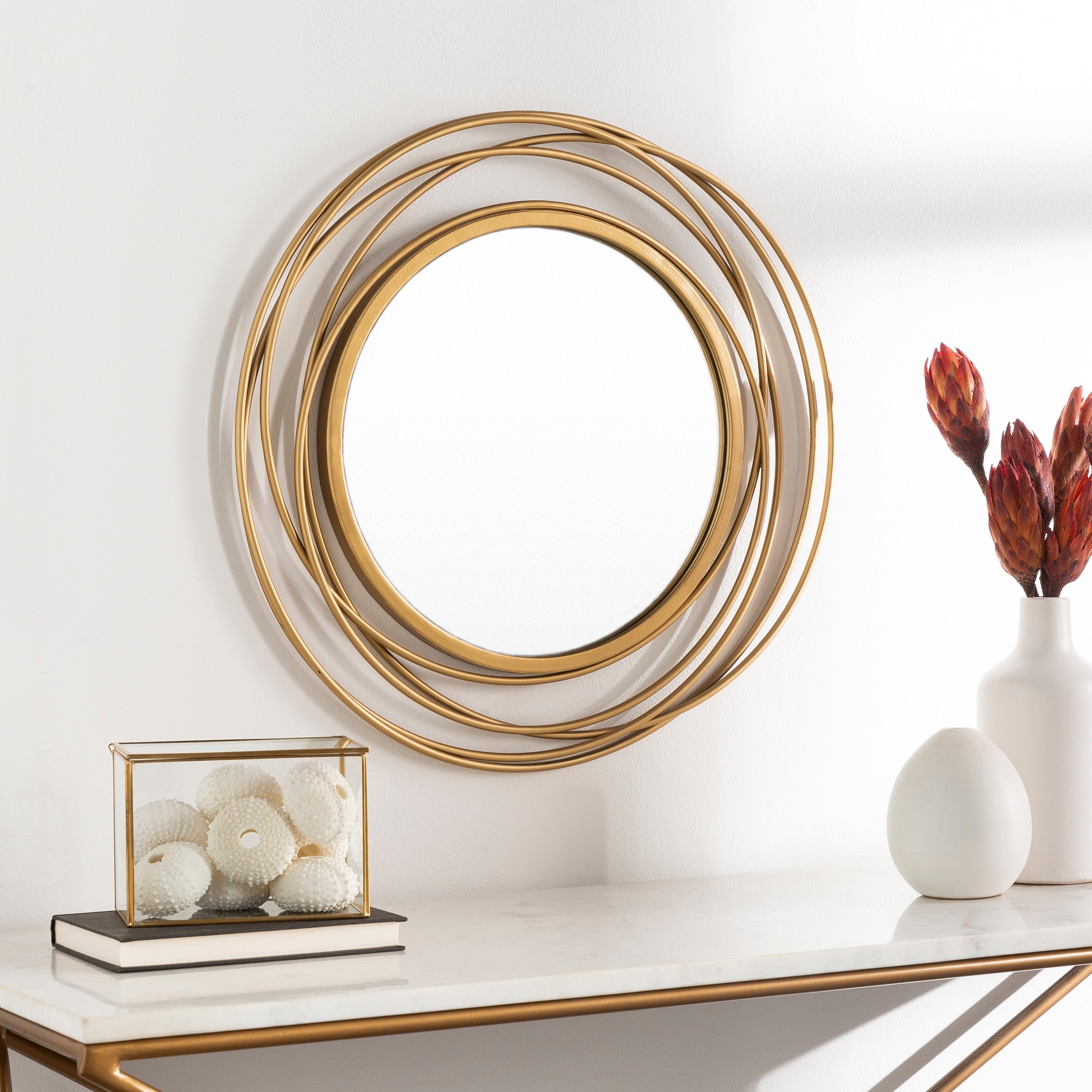 Livabliss Kindra Modern Circles Golden Round Mirror