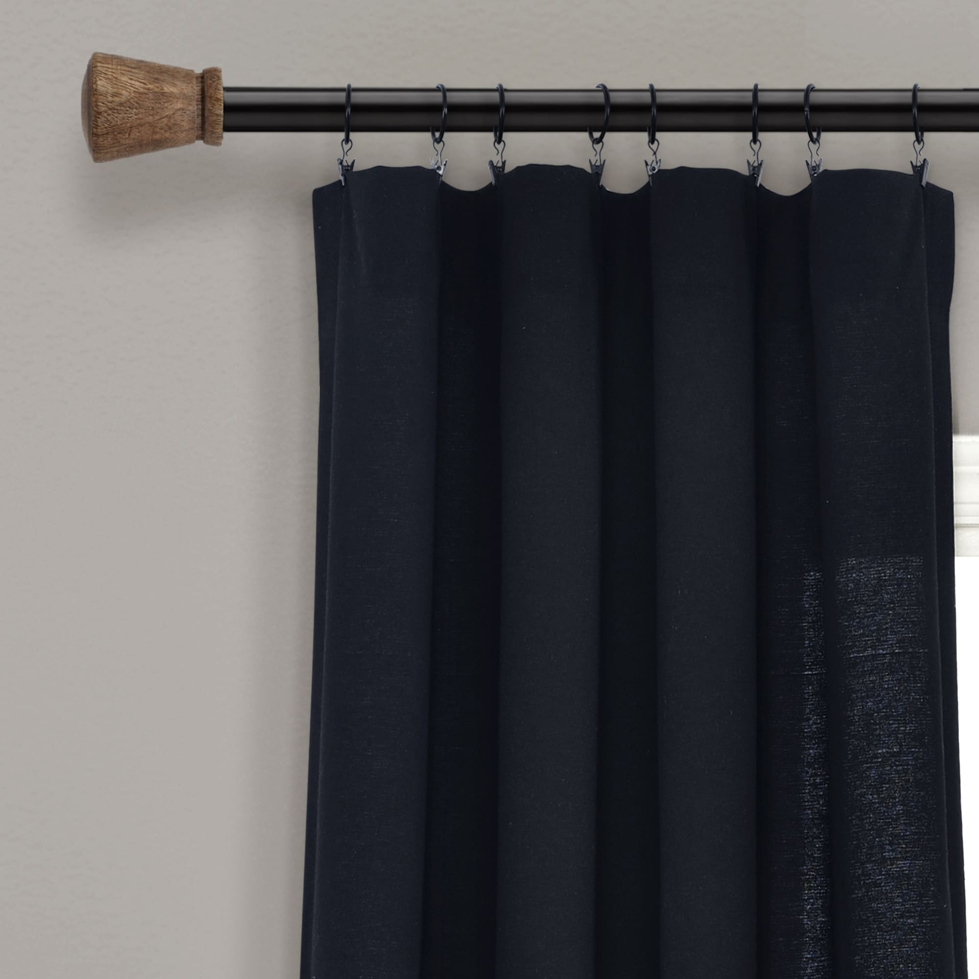 Lush Decor Linen Button Single Panel Window Curtain