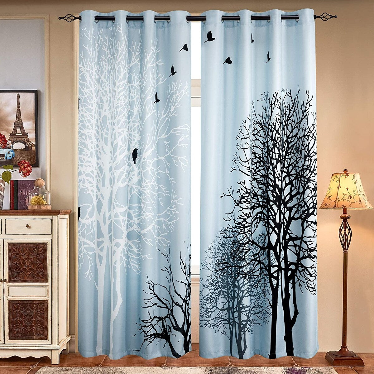 Subrtex Printed 2 Piece Panels Blackout Curtains Colorful Window Drapes