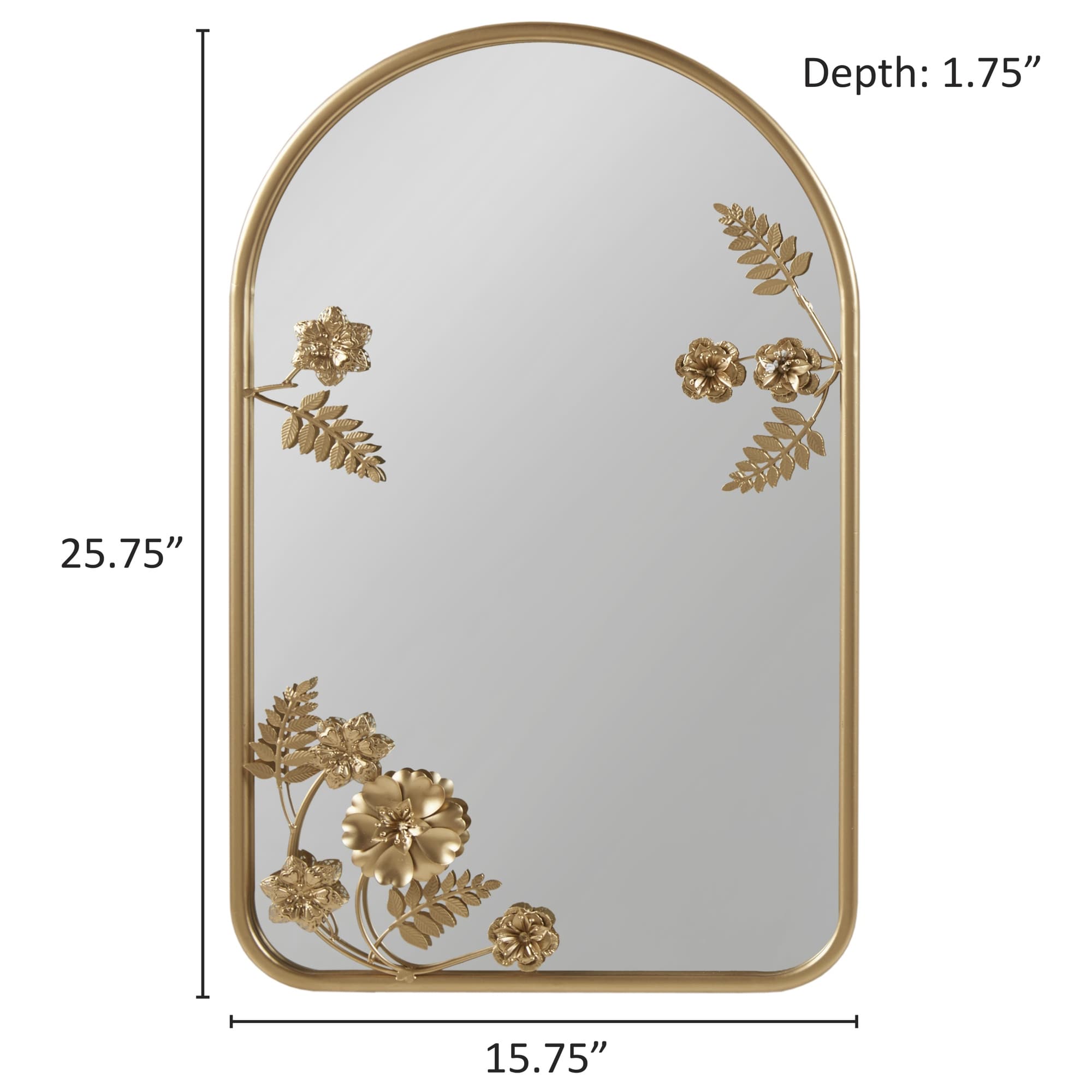 Madison Park Adaline Gold Arched Metal Floral Wall Mirror