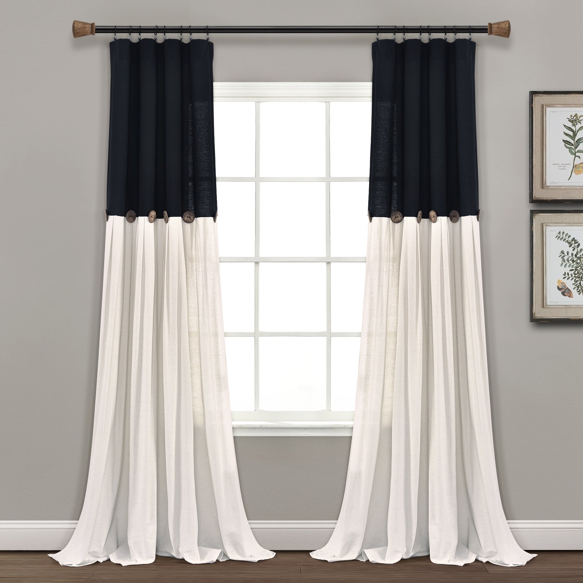 Lush Decor Linen Button Single Panel Window Curtain