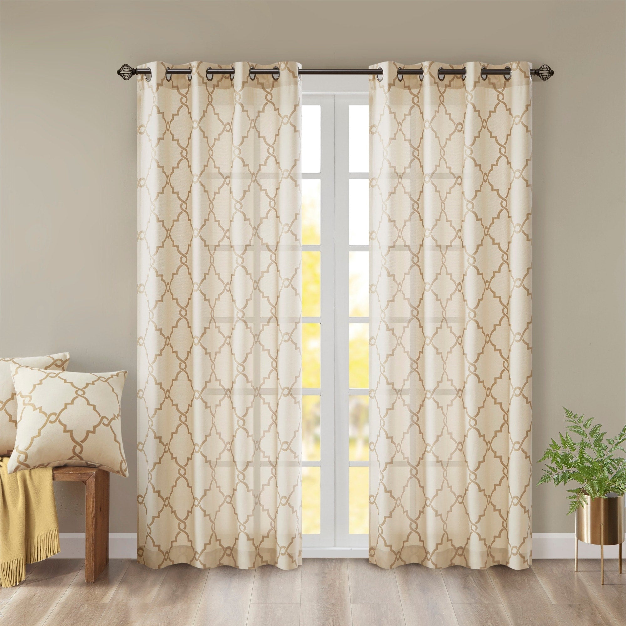 Madison Park Westmont Fretwork Print Grommet Top Window Single Curtain Panel