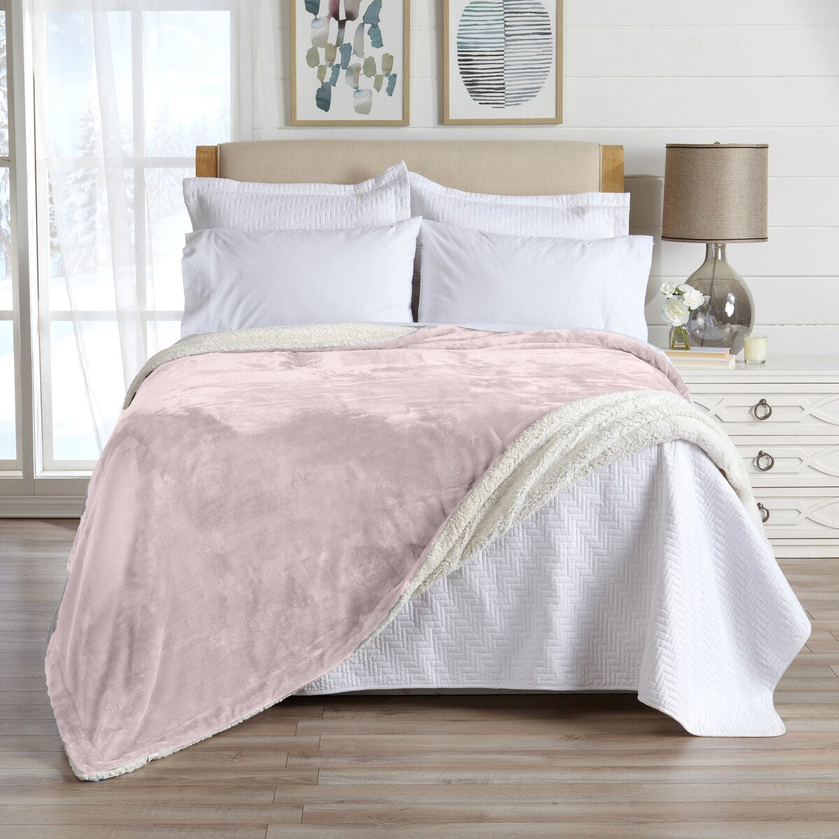 Luxurious Velvet Plush Fleece Reversible Sherpa Bed Blanket