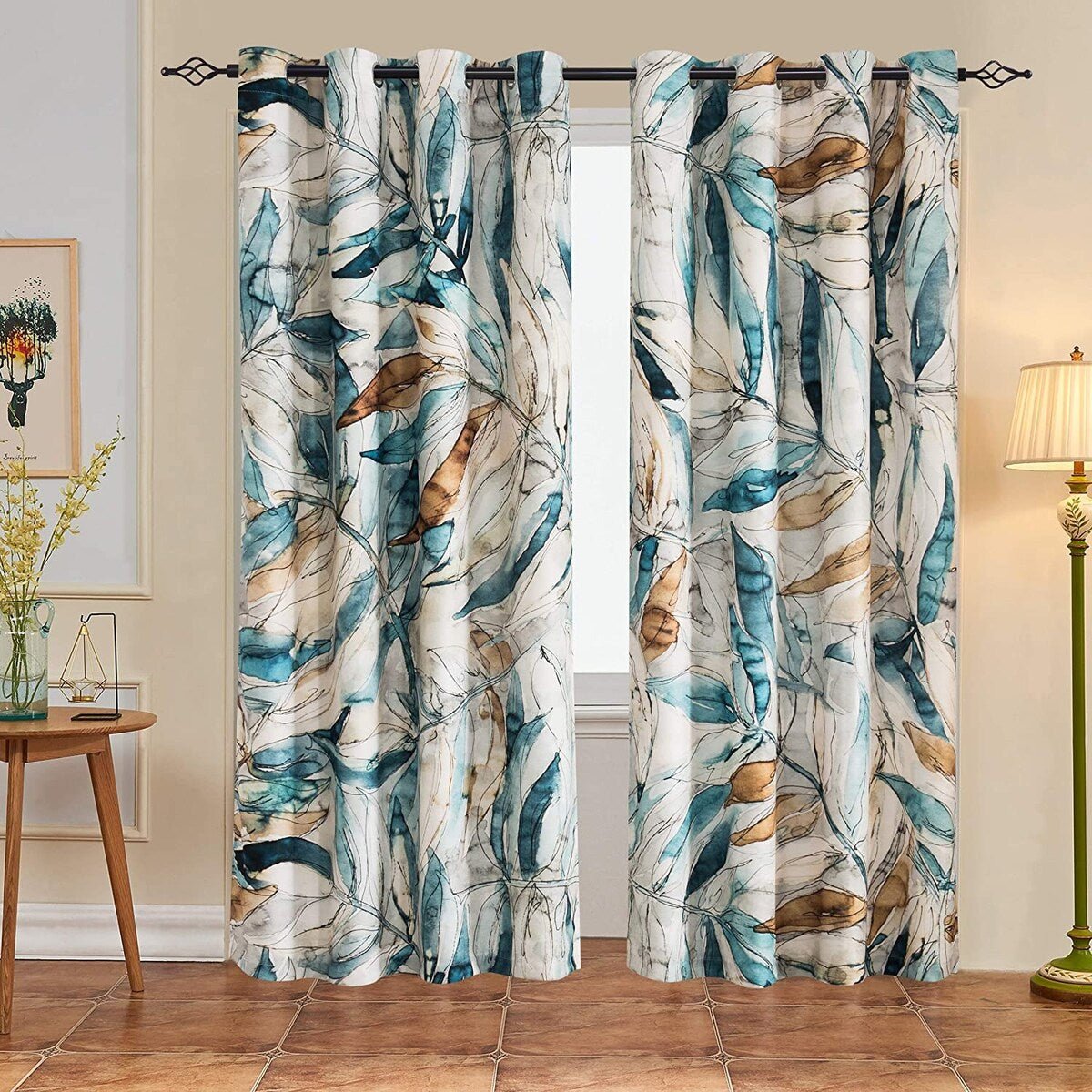 Subrtex Printed 2 Piece Panels Blackout Curtains Colorful Window Drapes