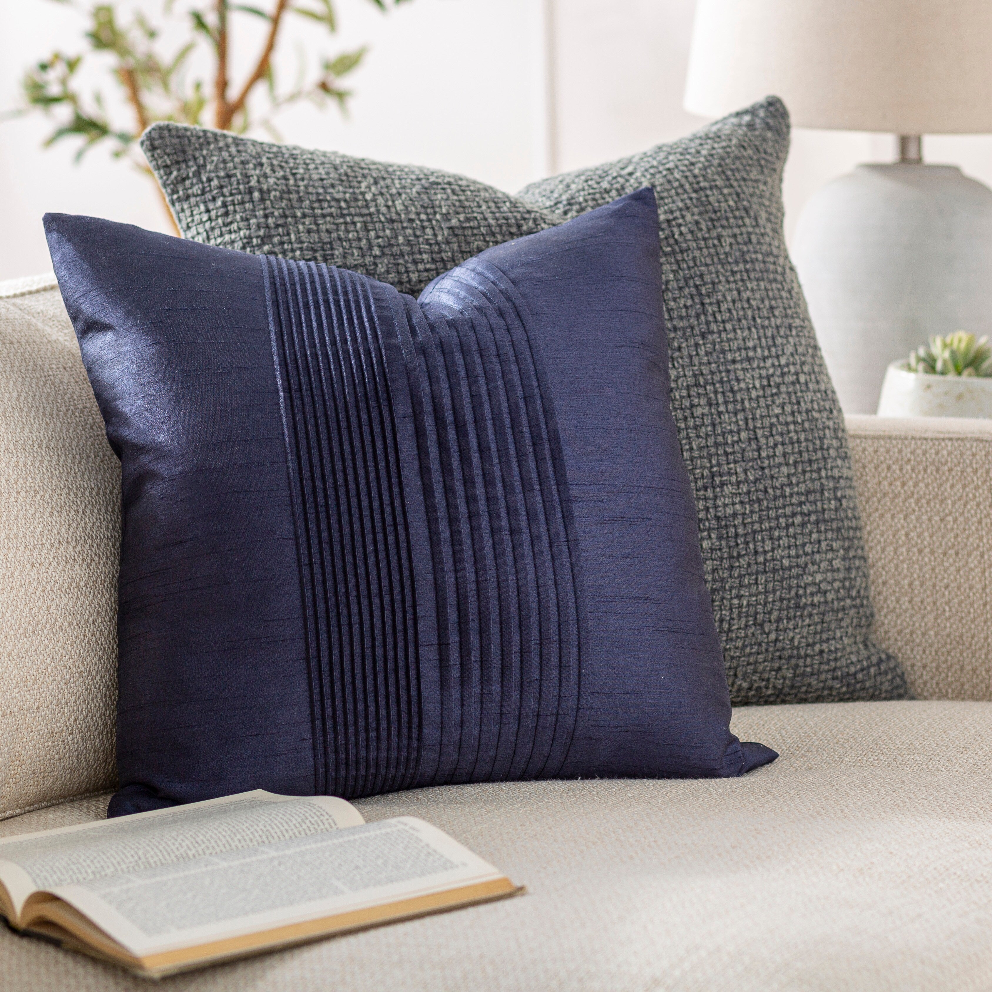 Livabliss Hind Pleated Square 22-inch Decorative Pillow