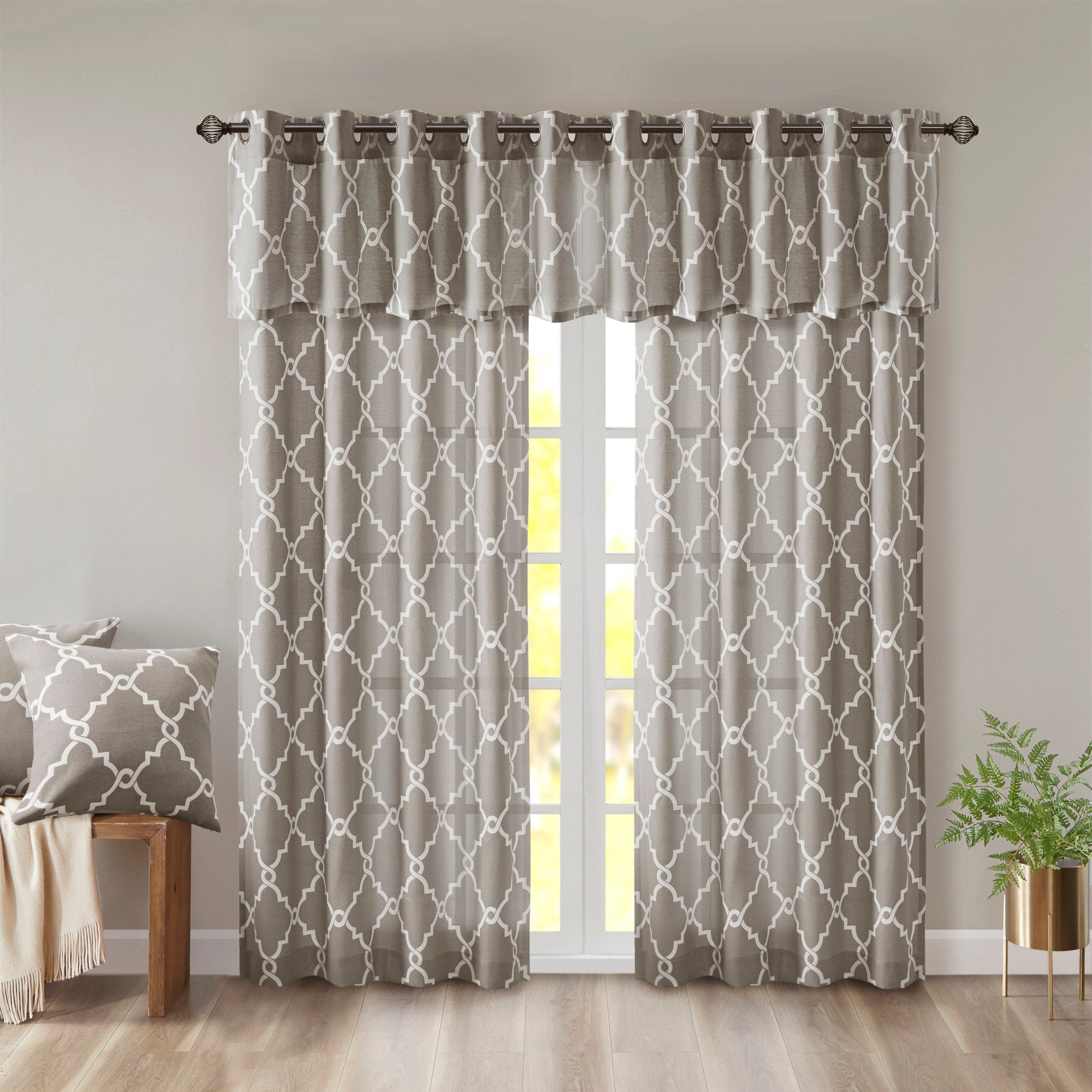 Madison Park Westmont Fretwork Print Grommet Top Window Single Curtain Panel