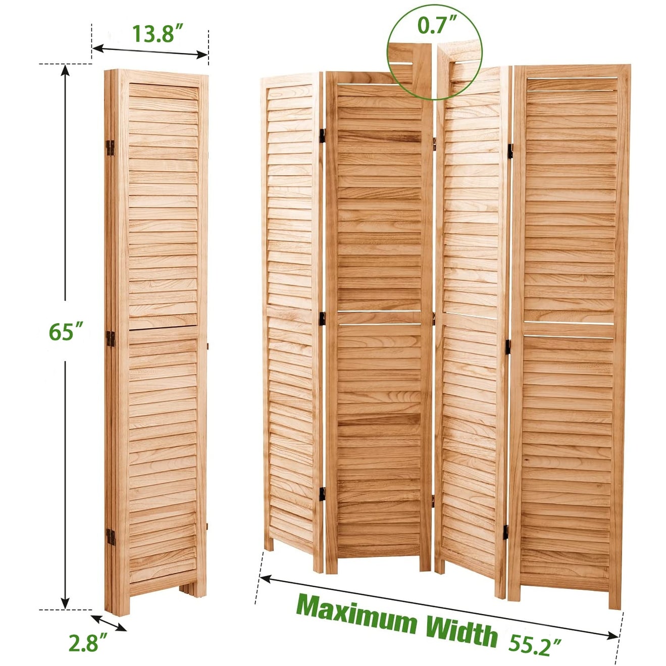 65'' H Solid Wood Folding Room Divider