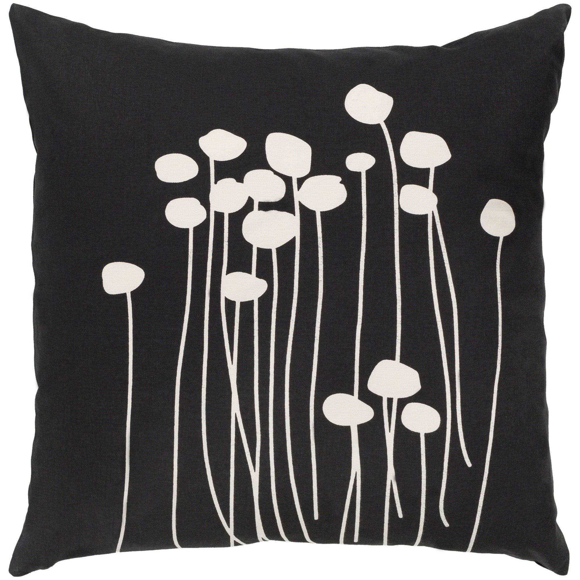 Decorative Black Carlie Floral 22-inch Poly Fill Throw Pillow