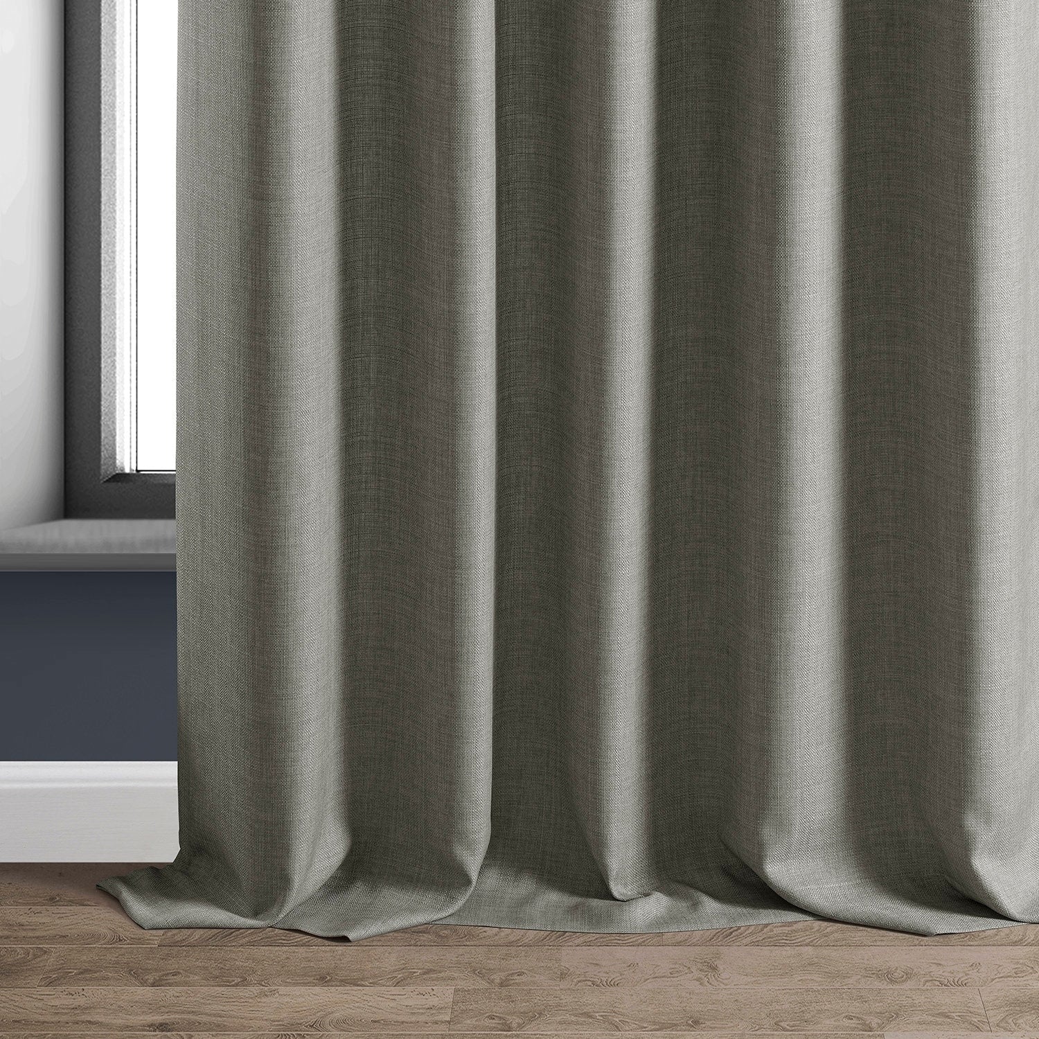 Exclusive Fabrics Italian Faux Linen Room Darkening Curtains for Bedroom & Living Room Curtains - Single Panel Window Curtains