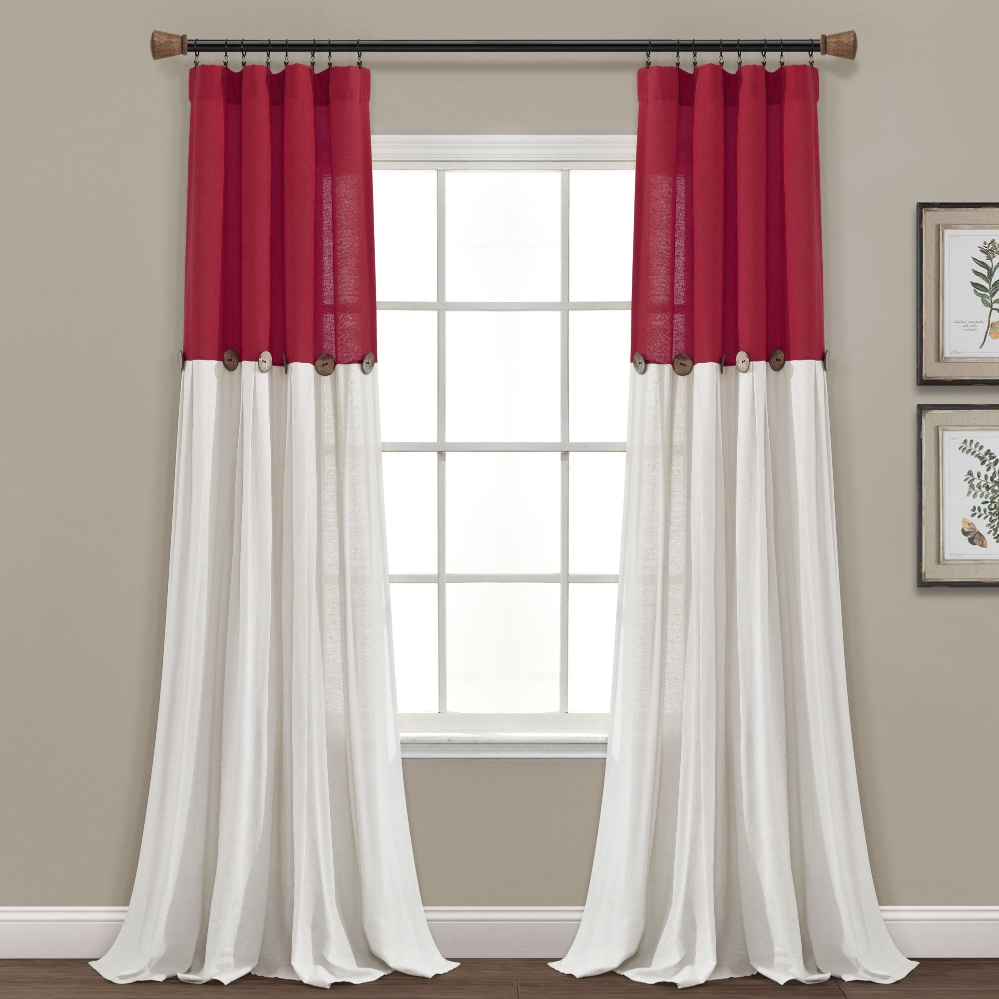 Lush Decor Linen Button Single Panel Window Curtain