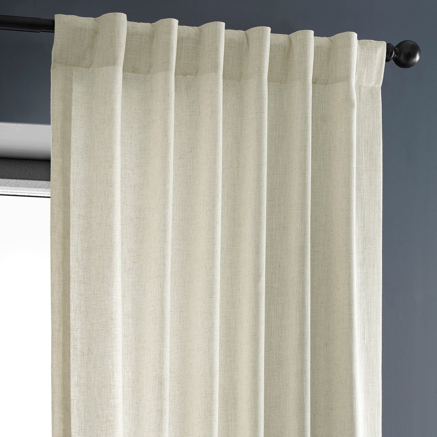 Exclusive Fabrics Heavy Faux Linen Light Filtering Curtains For Bedroom, Living Room (1 Panel)