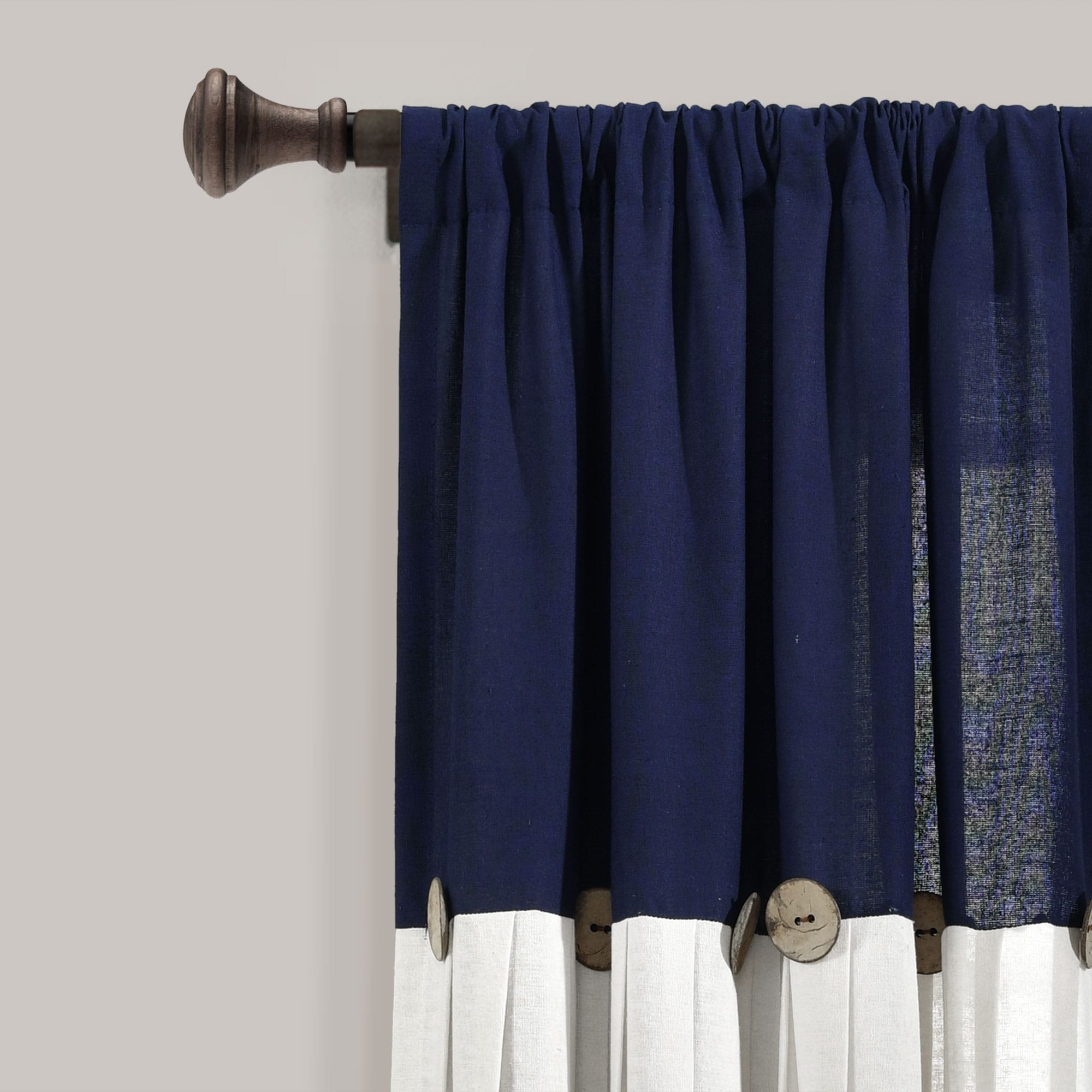 Lush Decor Linen Button Single Panel Window Curtain