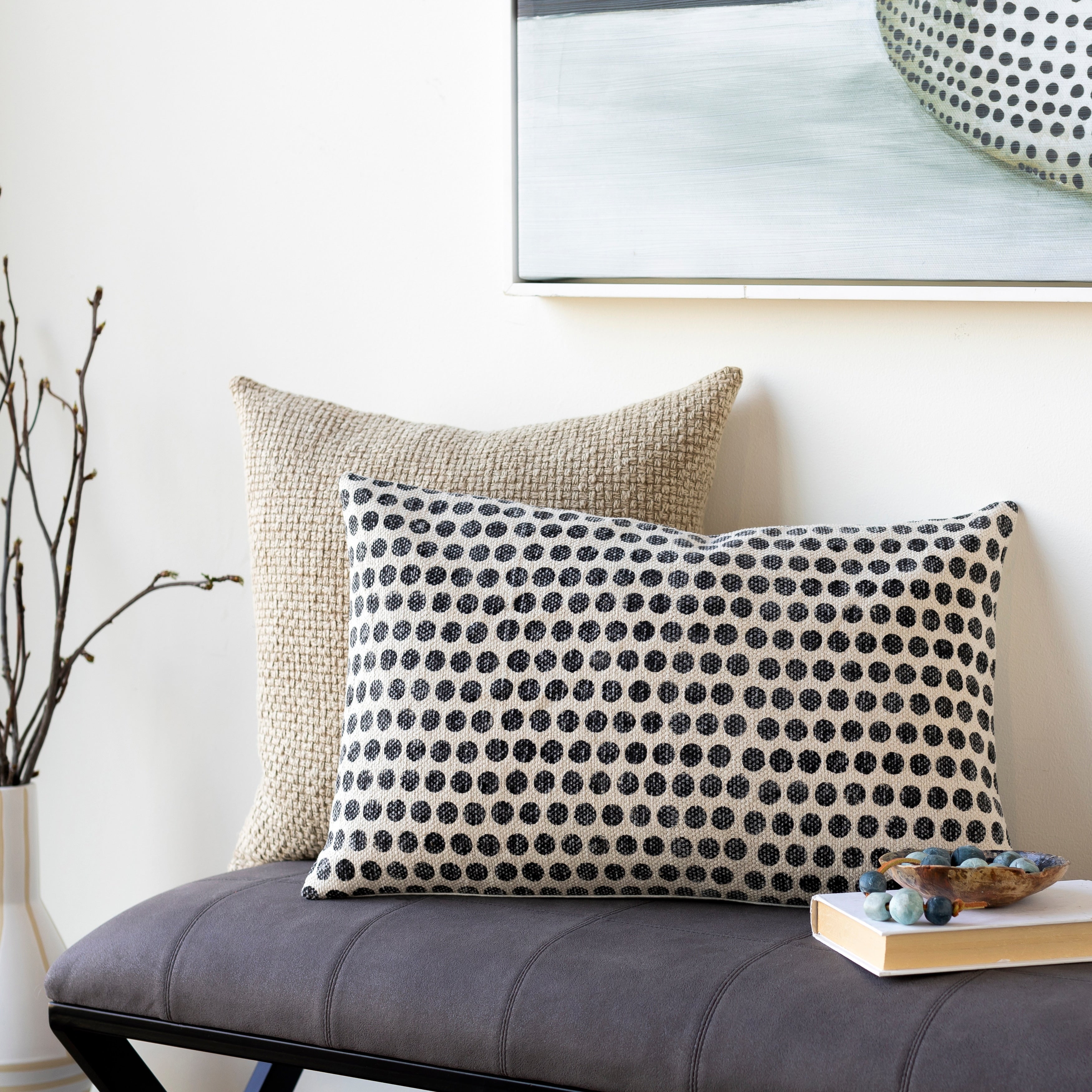 Faizah Block Print Dotted Cotton Throw Pillow