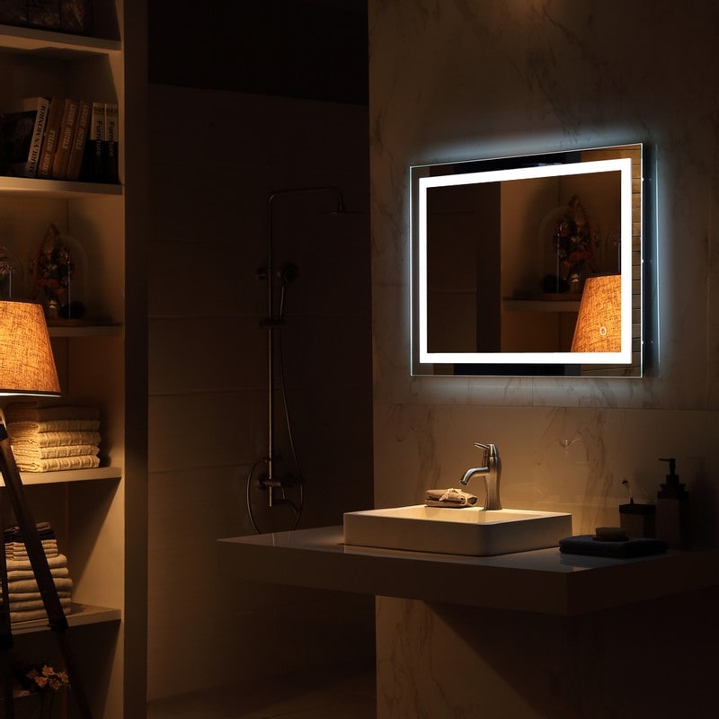 Built-in Light Strip Touch LED Bathroom Mirror Silver